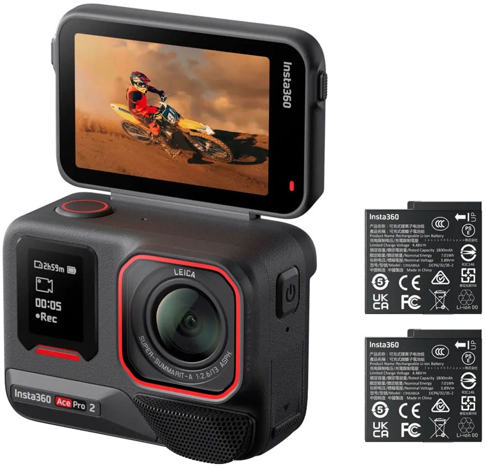 "INSTA360 Action Cam ""Ace Pro 2 Dual Battery Bundle"", schwarz, B:7,19cm H:5,22cm T:3,8cm, Camcorder"