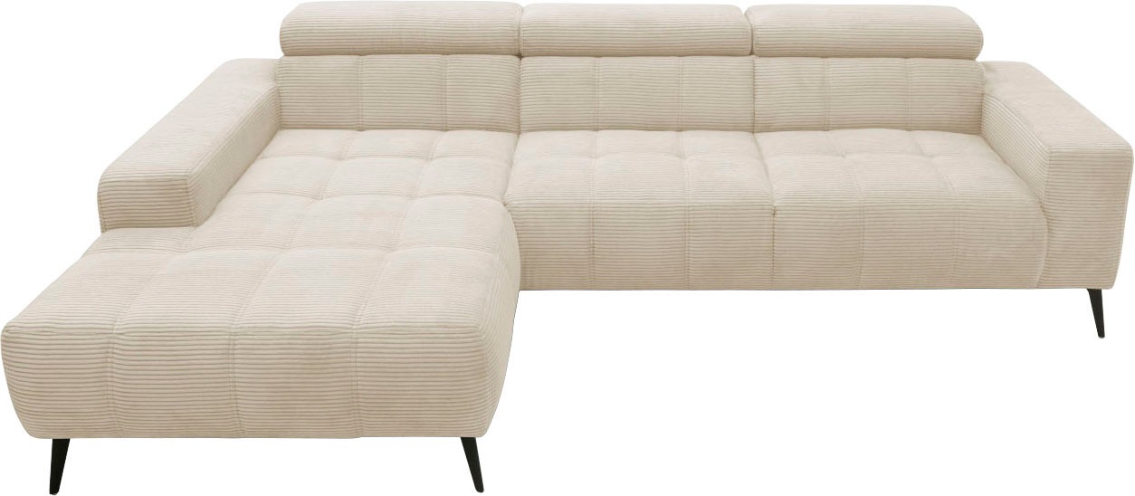 Thumbnail - DOMO collection Ecksofa "Trento L-Form, mit Kufenfuß oder Einzelfuß" wahlweise mit Kopfteilverstellung, Recamiere links/...