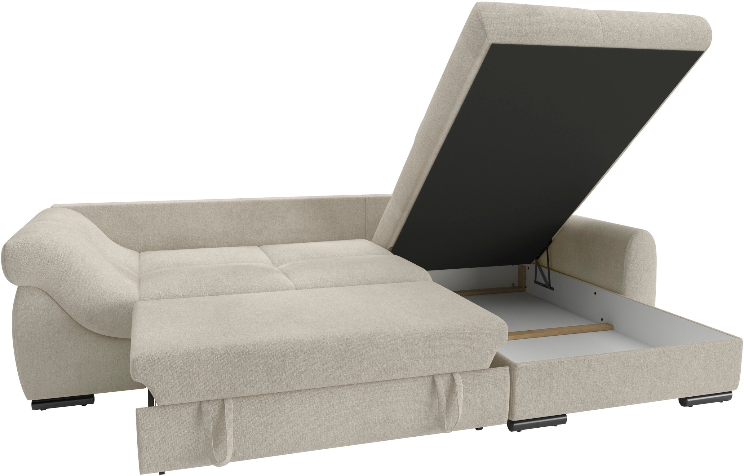 Mr. Couch Ecksofa »Livorno L-Form«, inkl. Hochschläfer-Bettauszug, XL-Bettkasten weiß beschichtet