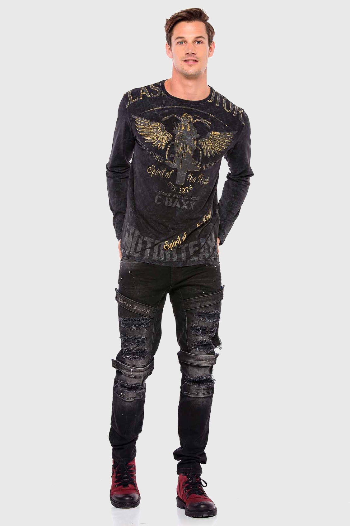 Cipo & Baxx T-Shirt »Langarmshirt«, mit modischem Print