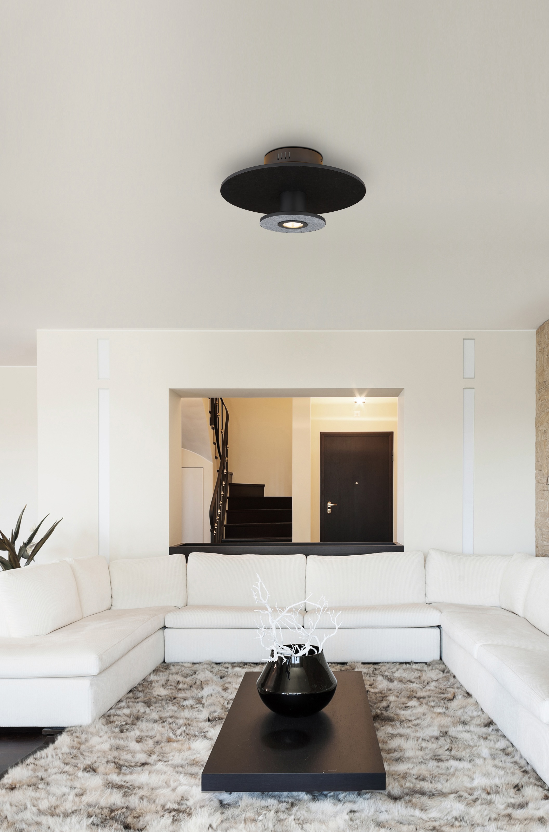 GLOBO LIGHTING LED Deckenleuchte »CARTER«, Leuchtmittel LED-Modul | LED fest integriert, Deckenlampe/3 Stufen bei Lichtschein/Wohnzimmer/schwarz