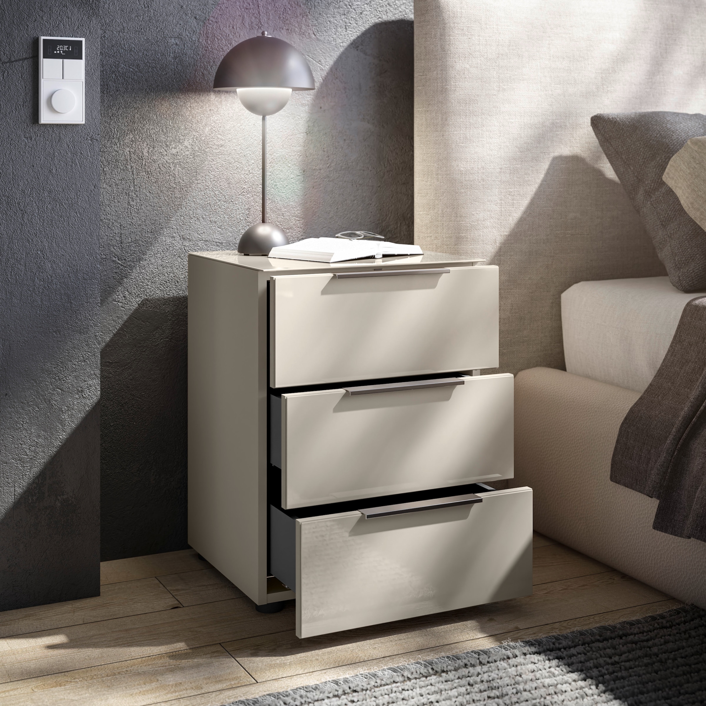 HBZ Nachtkommode »Santorin Nachtkonsole, BxHxT 45x61x40 cm«, (1 St.), Breite 45cm, Softclose für Schubkästen, Melaminbeschichtung