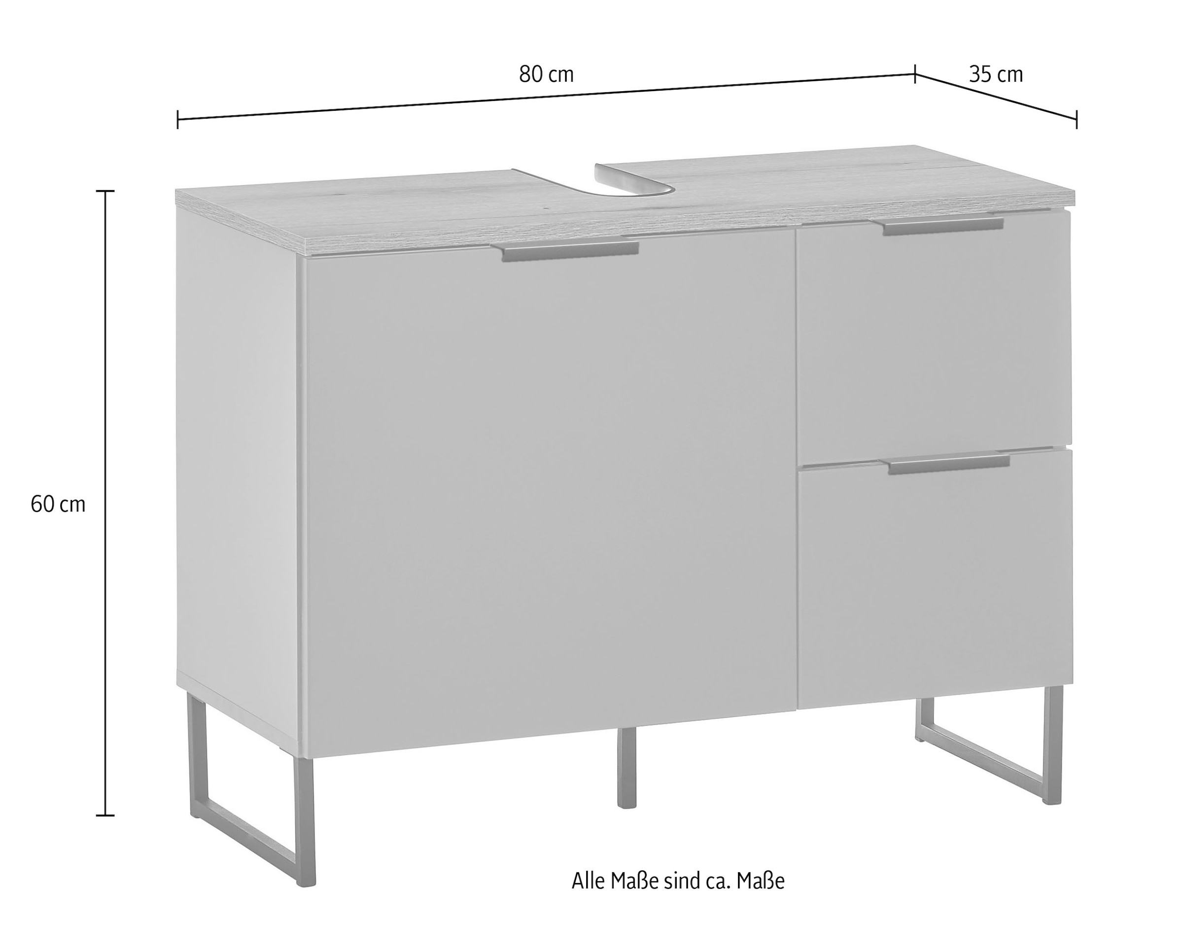 BASIC by Balculina Waschbeckenunterschrank »Denver Waschbeckenunterschrank, Badezimmerschrank BxHxT 80x60x35«, (1 St.), Breite 80 cm, Tür L/R montierbar, Softclose