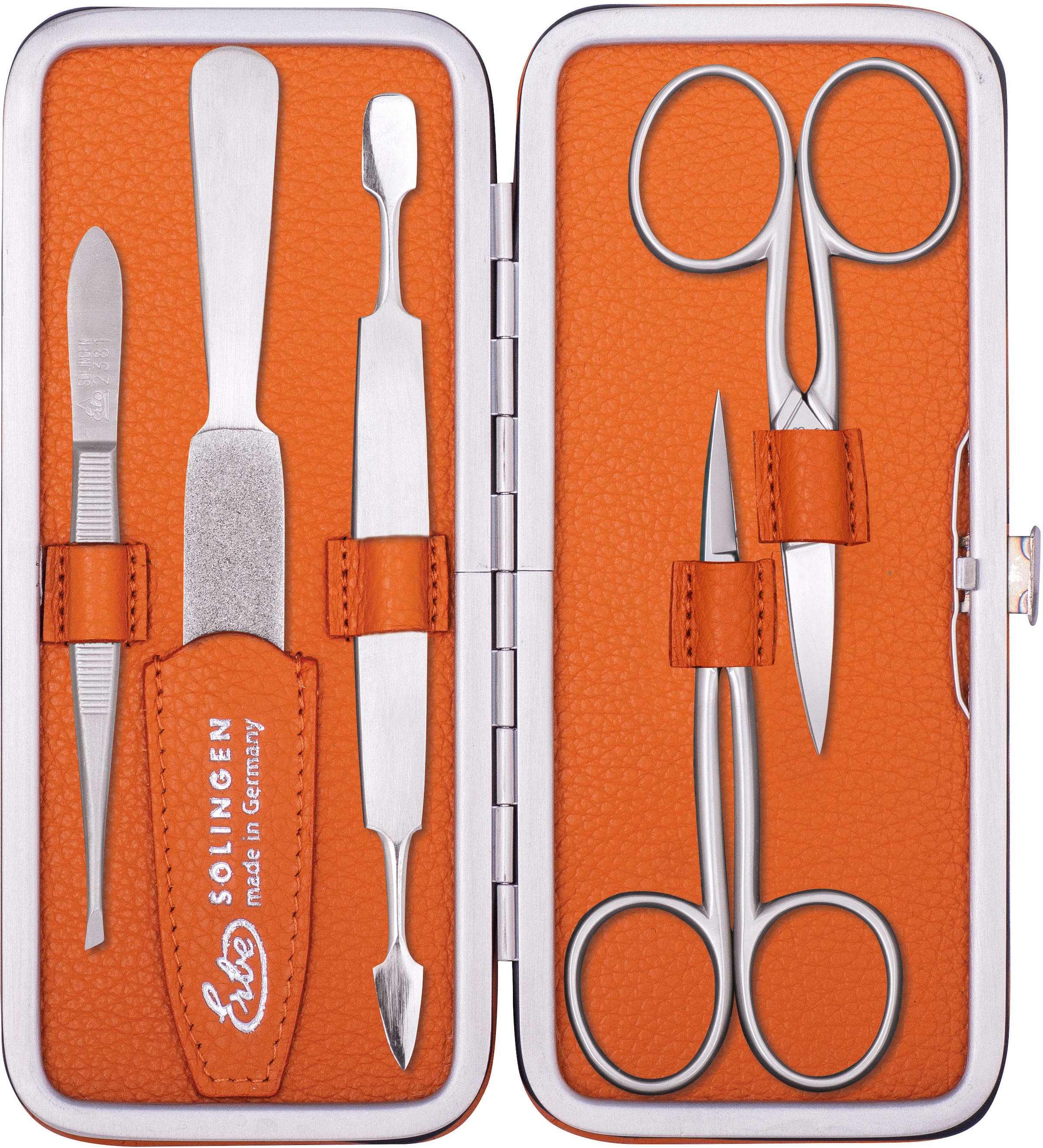 Maniküre-Etui »ERBE Maniküre Set Bügel-Etui Serie "Piemont", orange, 5-tlg., Inox«,...