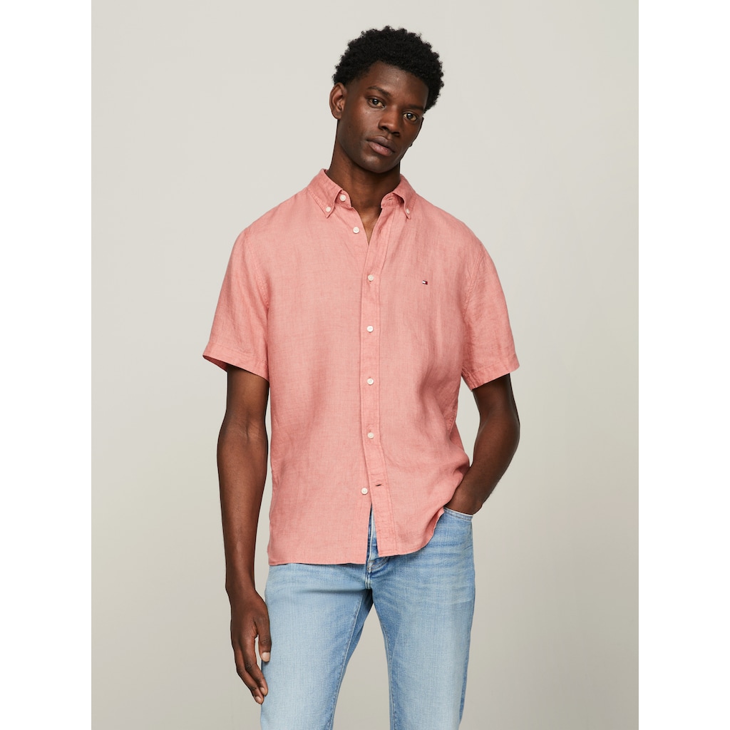 Tommy Hilfiger Kurzarmhemd »PIGMENT DYED LINEN RF SHIRT«, mit feiner Struktur