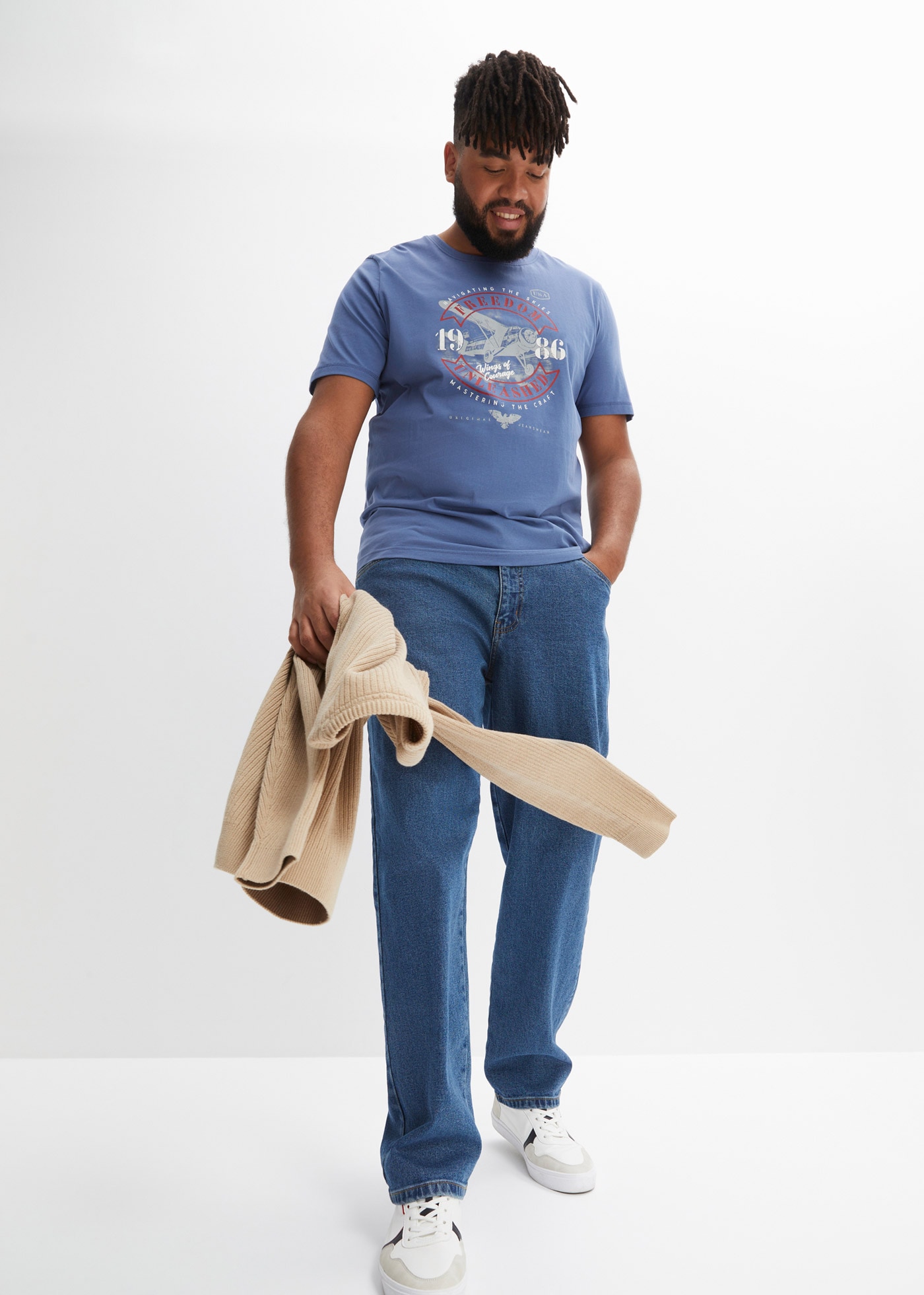bonprix T-Shirt »T-Shirt aus reiner Baumwolle« Regular Fit, Kurzarm, mit Frontprint, Rundhalsausschnitt