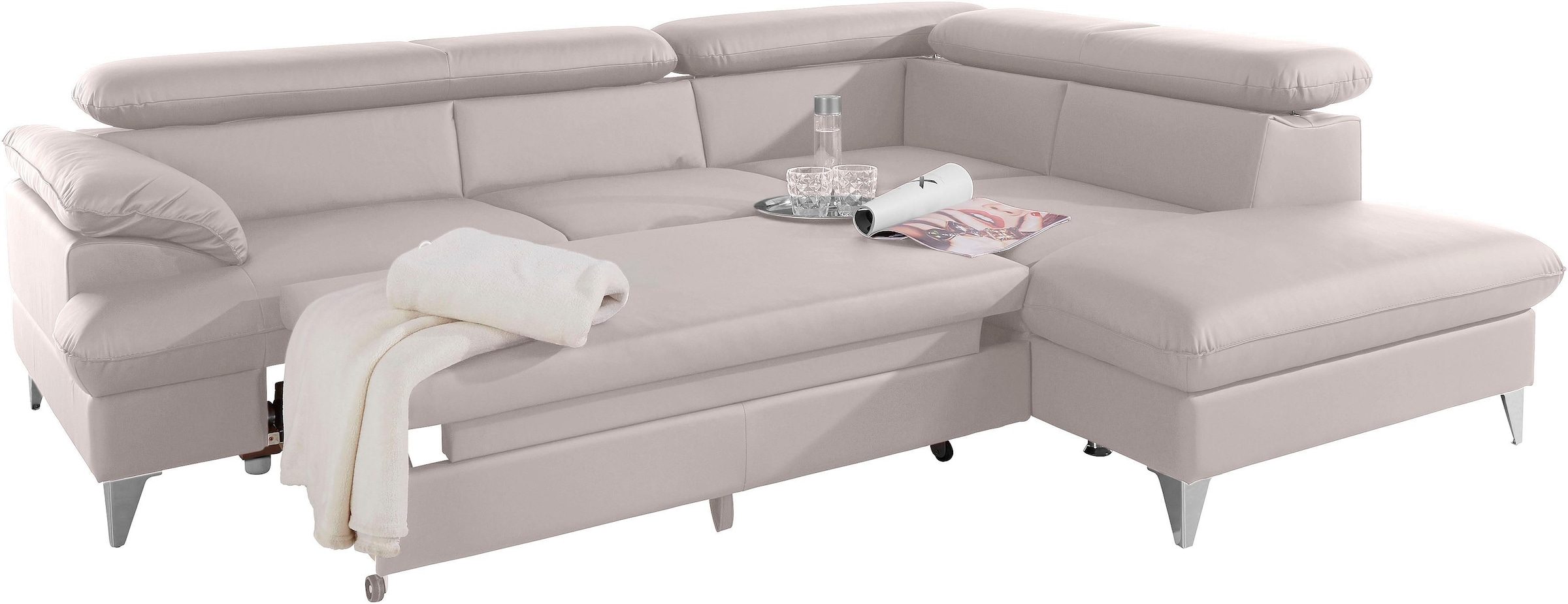 COTTA Ecksofa »Caluso L-Form«, mit Kopfteilverstellung, wahlweise mit Bettfunktion & Bettkasten