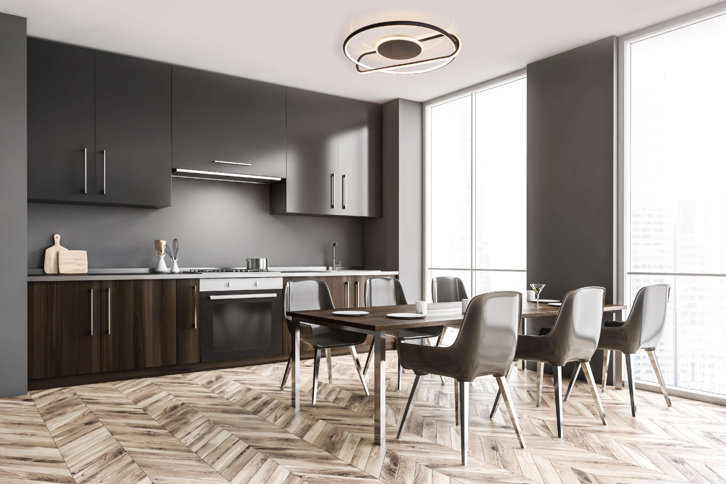 näve LED Deckenleuchte »Brendan« LED-Modul 1 Stk. Warmweiß geometrische Kombination aus Elipse und Kreis, D: 54cm, warmweiße LED