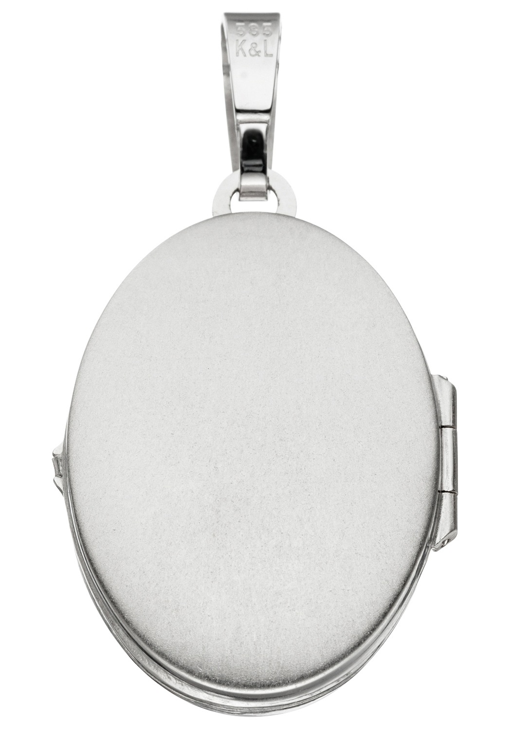 JOBO Medallionanhänger »Anhänger Medaillon oval«, 585 Weißgold mit 3 Diamanten