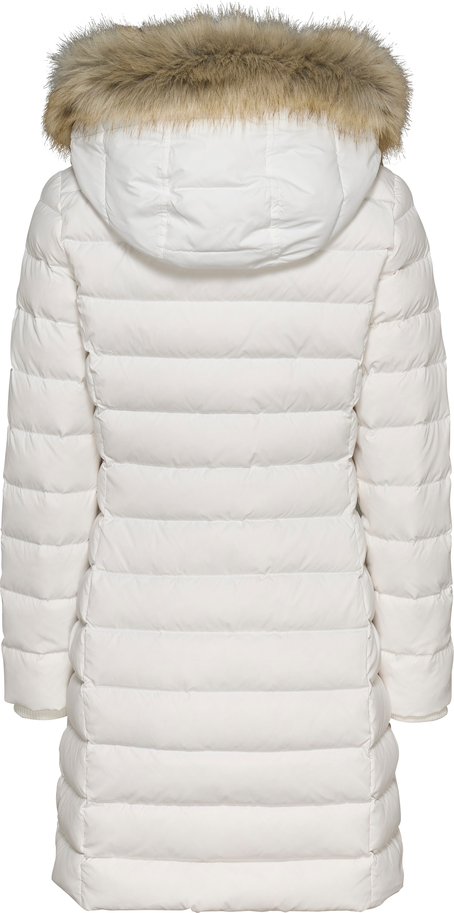 Tommy Jeans Steppmantel »TJW ESSENTIAL HOODED DOWN COAT«, mit Fellimitat, Logostickerei