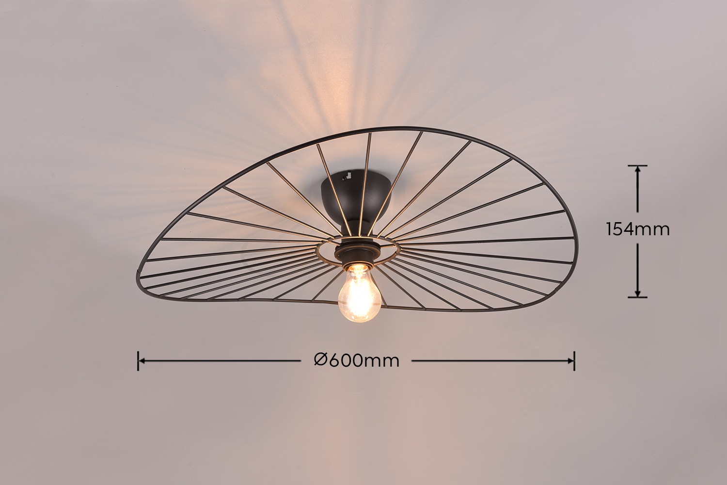REALITY Leuchten Deckenleuchte »CHAPEAU, Deckenlampe exkl 1xE27 max 40W Ø60cm Schlafzimmer Deckenlampe«, 1 flammig, Leuchtmittel E27 | Leuchtmittel wechselbar, Lampenschirm aus filigranen Metallstreben sorgt für Schatten Effekte