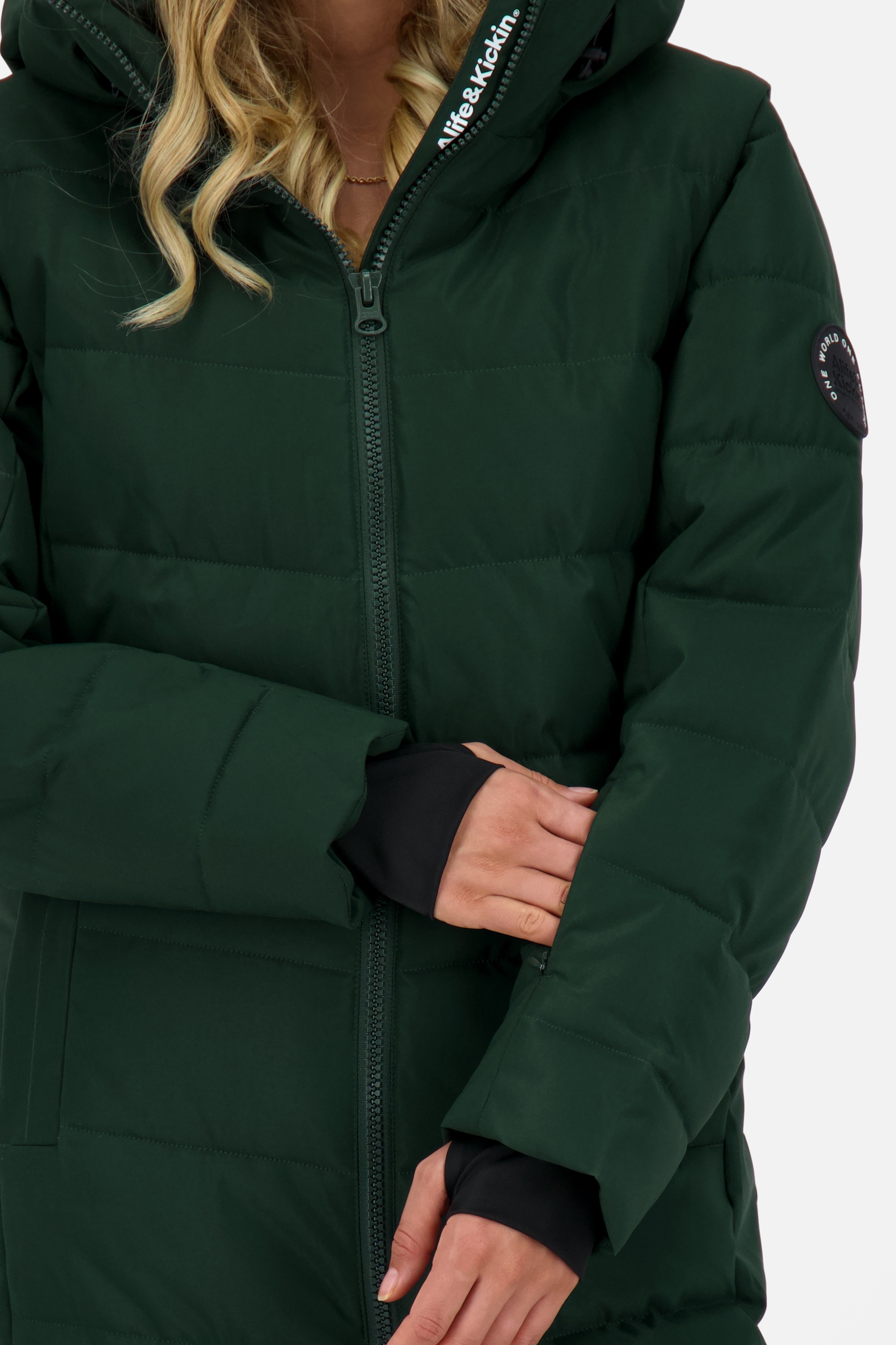 Alife & Kickin Steppjacke »Damen NellyAK A«, mit Kapuze, Mantel & Weste in einem, mit abnehmbaren Ärmeln in schmaler Passform