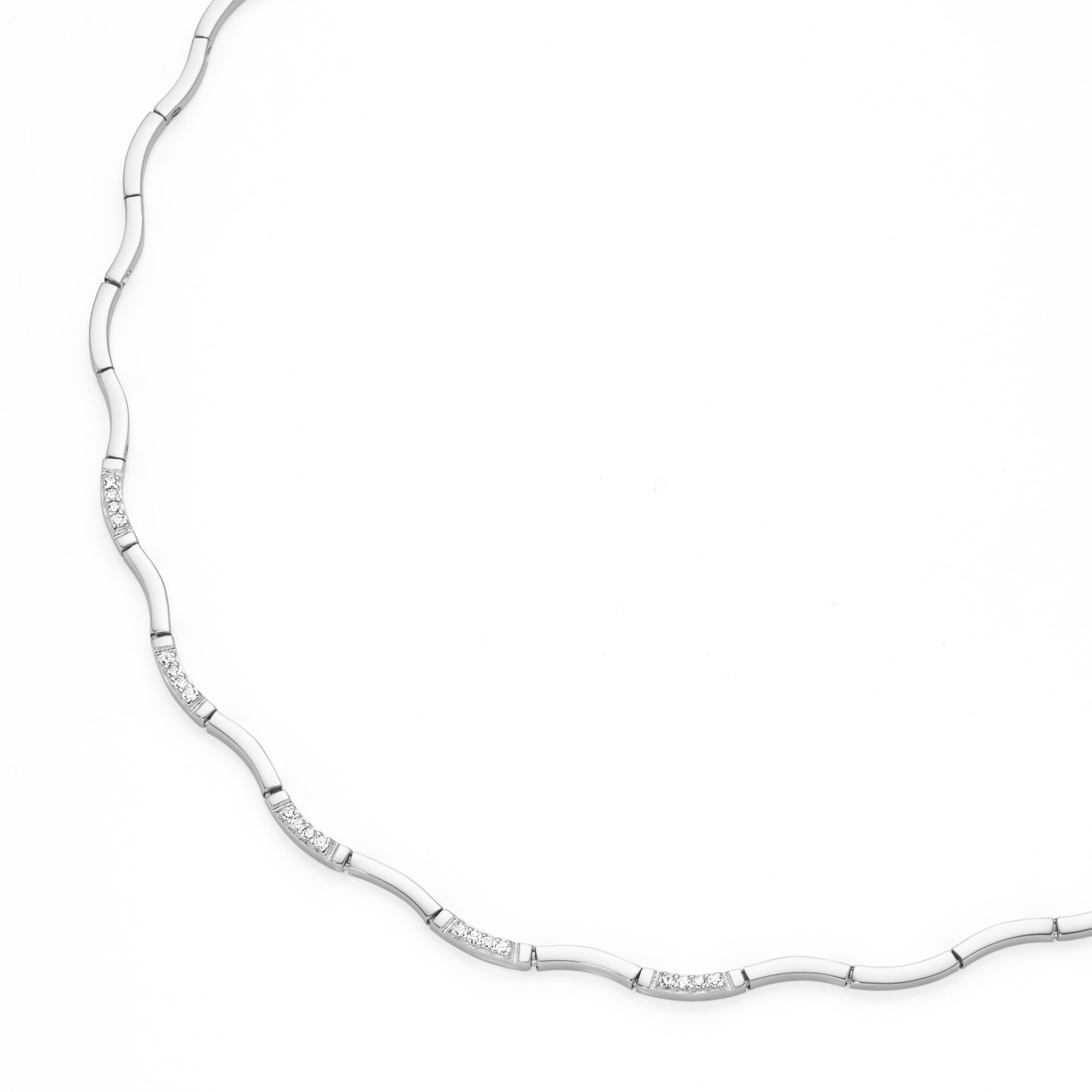 Smart Jewel Collier »gewellt, elegant mit Zirkonia, Silber 925«