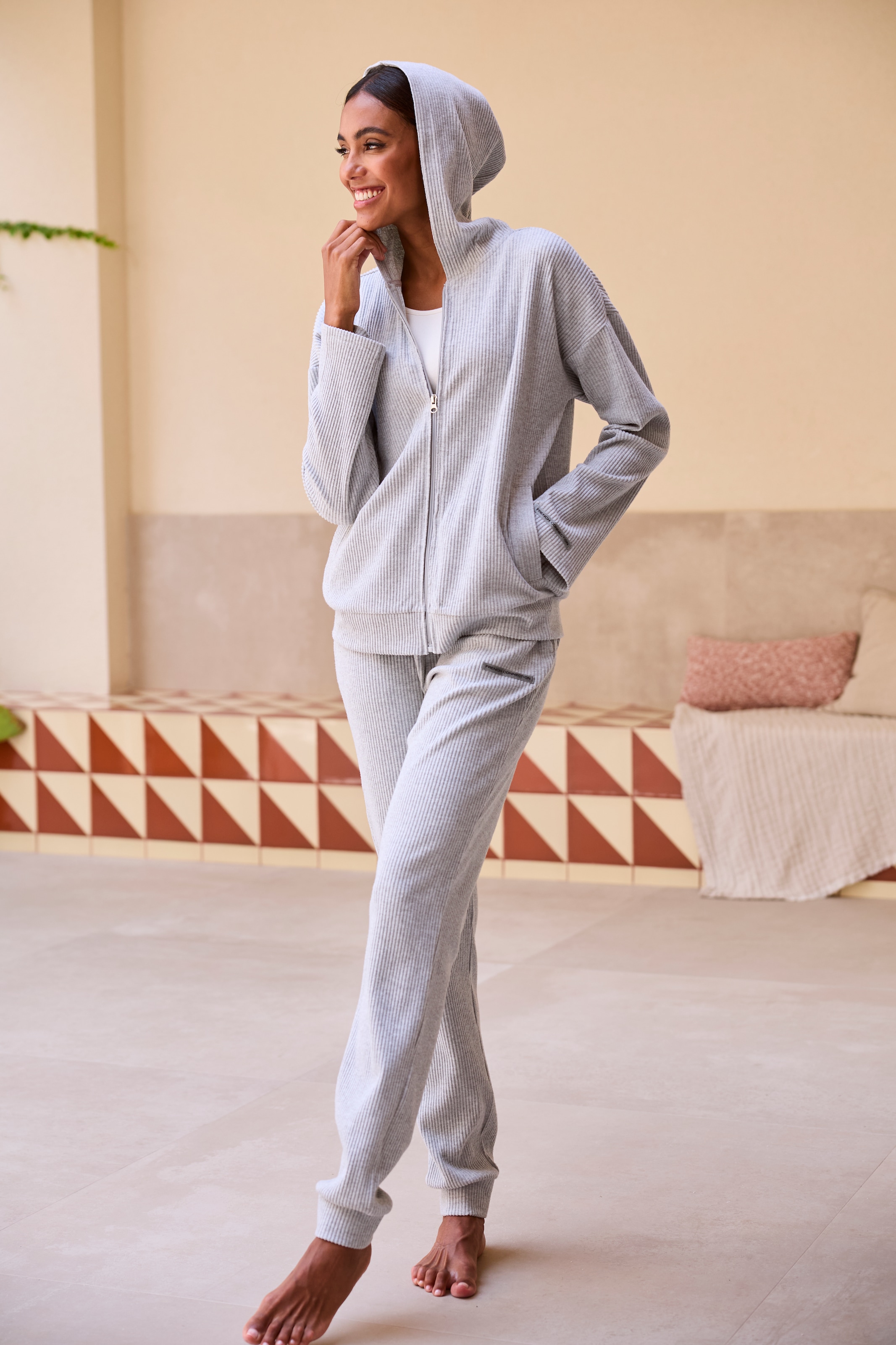 French Connection Sweatjacke, weiche Rippstruktur, Loungewear
