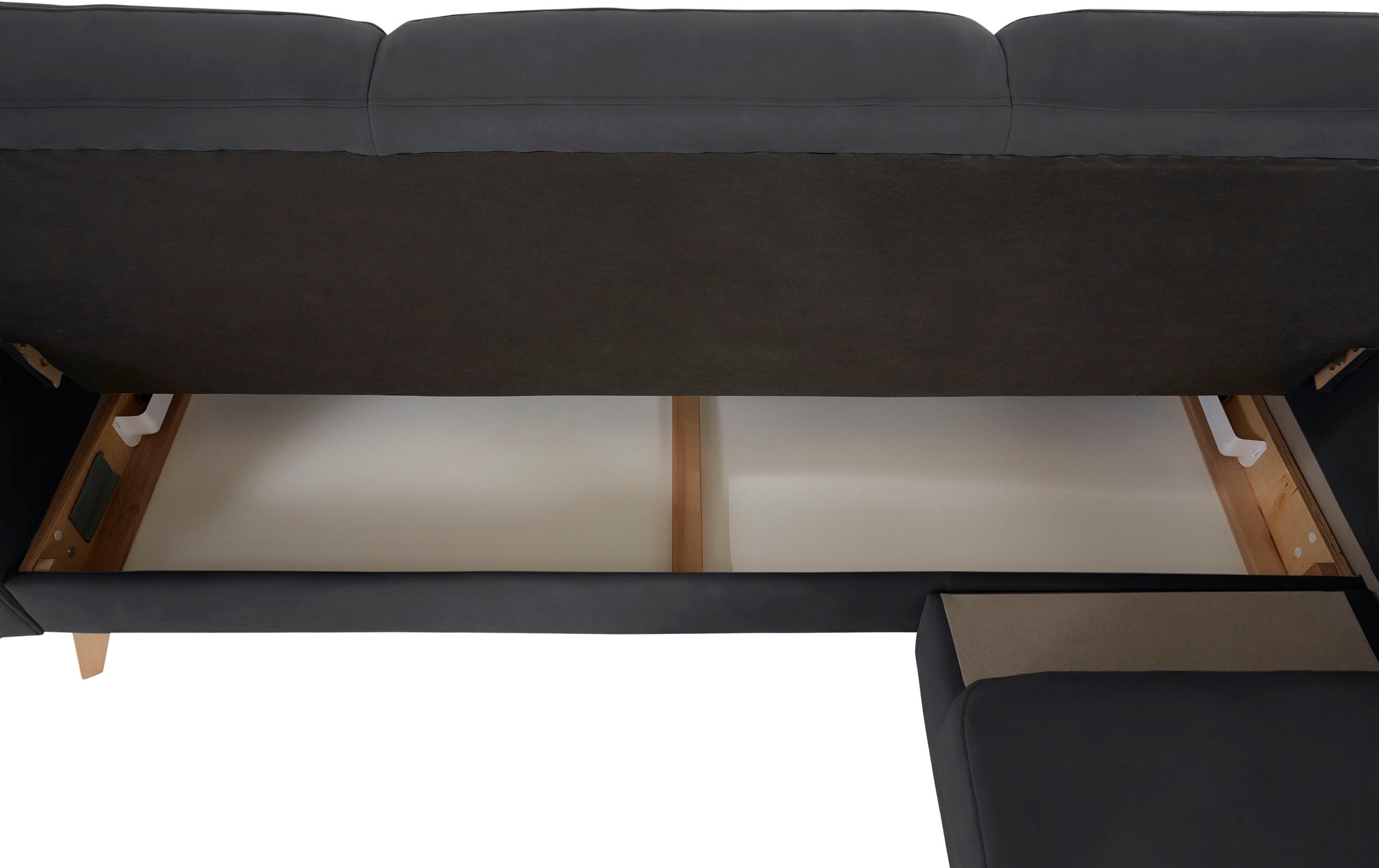 Ecksofa EXXPO - SOFA FASHION "Nappa, kompakt und komfortabel, bequem, zeitloses Design, L-Form", grau, B:222cm H:87cm T:156cm, Samtvelours (100% Polyester);Webvelours (100% Polyester), Sofas, Ecksofa, tolle Detailverarbeitung, inkl. Bettfunktion und Bettk 3