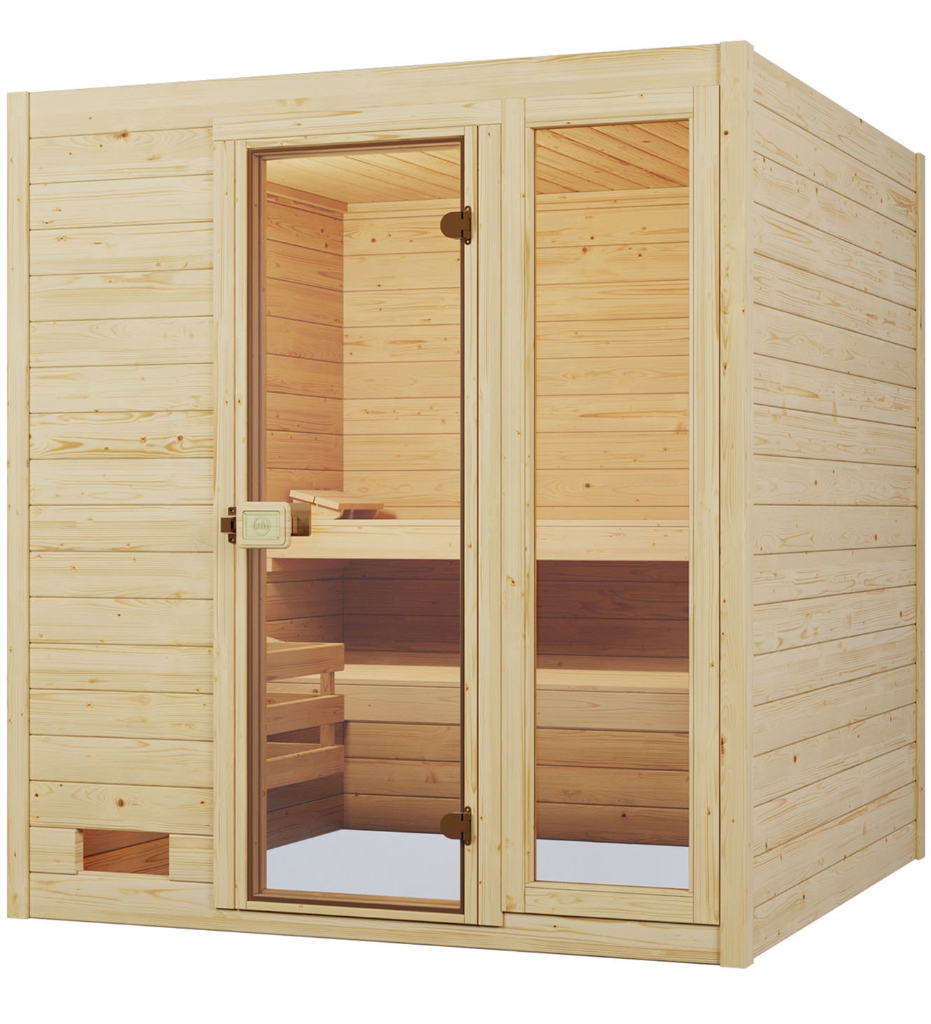 weka Sauna "Massivholzsauna VALIDA 3" Blockbohlen, Fensterelement, moderne Ganzglastür