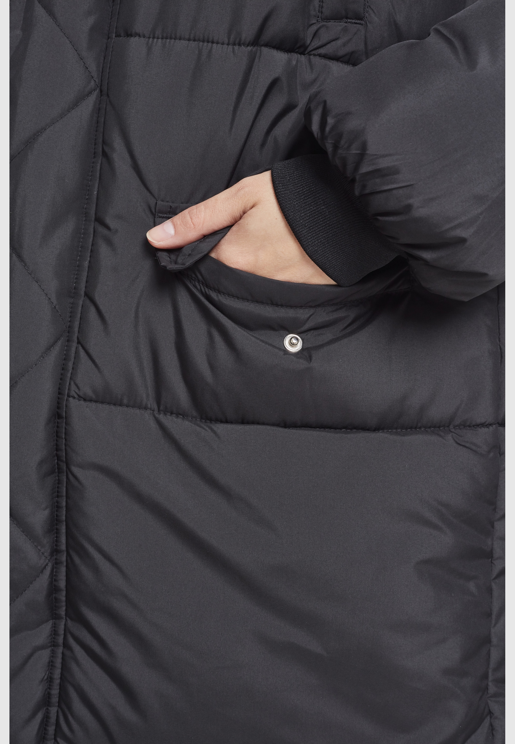 URBAN CLASSICS Winterjacke »Urban Classics Damen Ladies Oversize Faux Fur Puffer Coat« 1 Stk. tlg. mit Kapuze