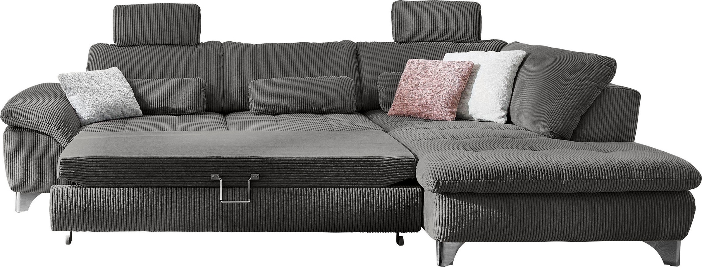 Die PlanBar Ecksofa »MP-IN14007 L-Form«, wahlweise mit Bettfunktion und verstellbaren Kopfstützen, in Cord