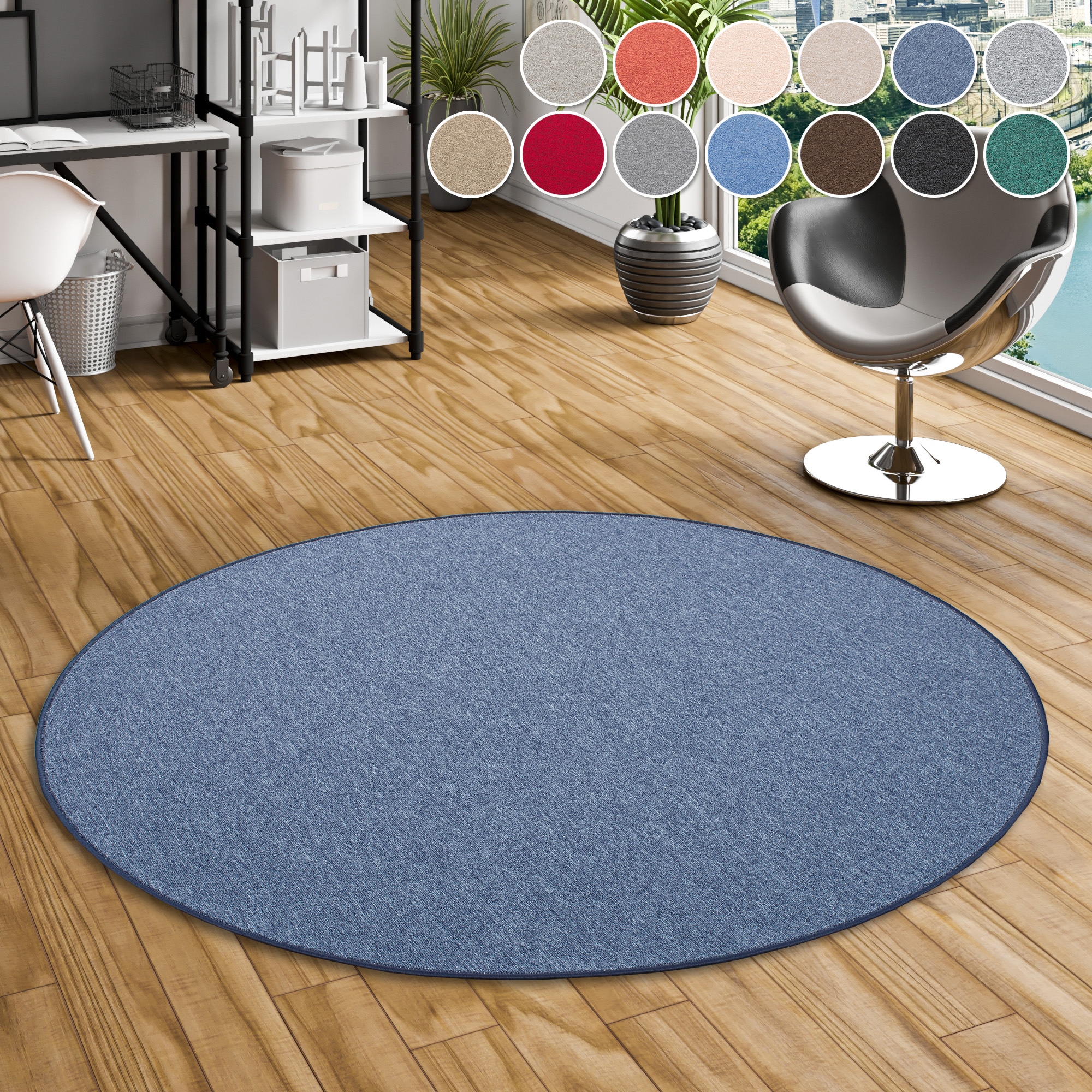 OTTO home Teppich "Fortis, Schlinge, Made in Netherlands" rund 5 mm Höhe Uni Farben, gekettelt, strapazierfähig, Wohnzimmer