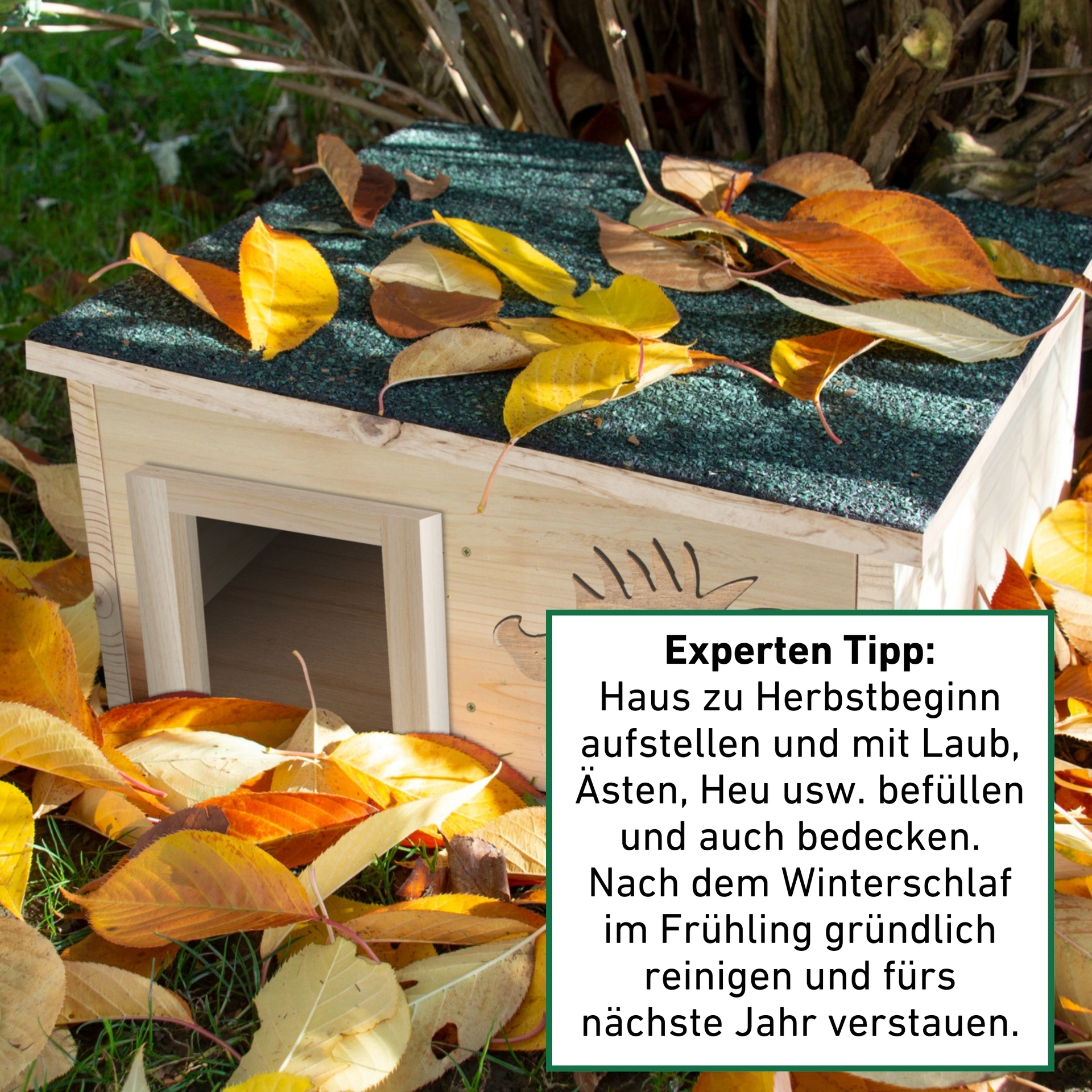 Windhager Tierhaus »Igelfutterhaus aus Massivholz, ein sicheres Winter- und Schlafquartier« Igelhotel mit abnehmbarem Dach, 40x40x19 cm