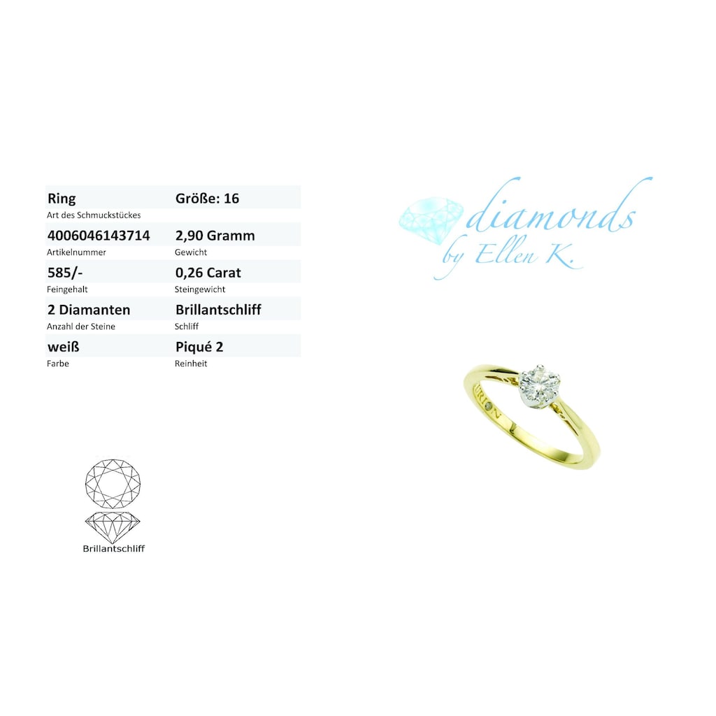 Diamonds by Ellen K. Fingerring »585 Gold zweifarbig Brillant 0 25ct.« SV9458