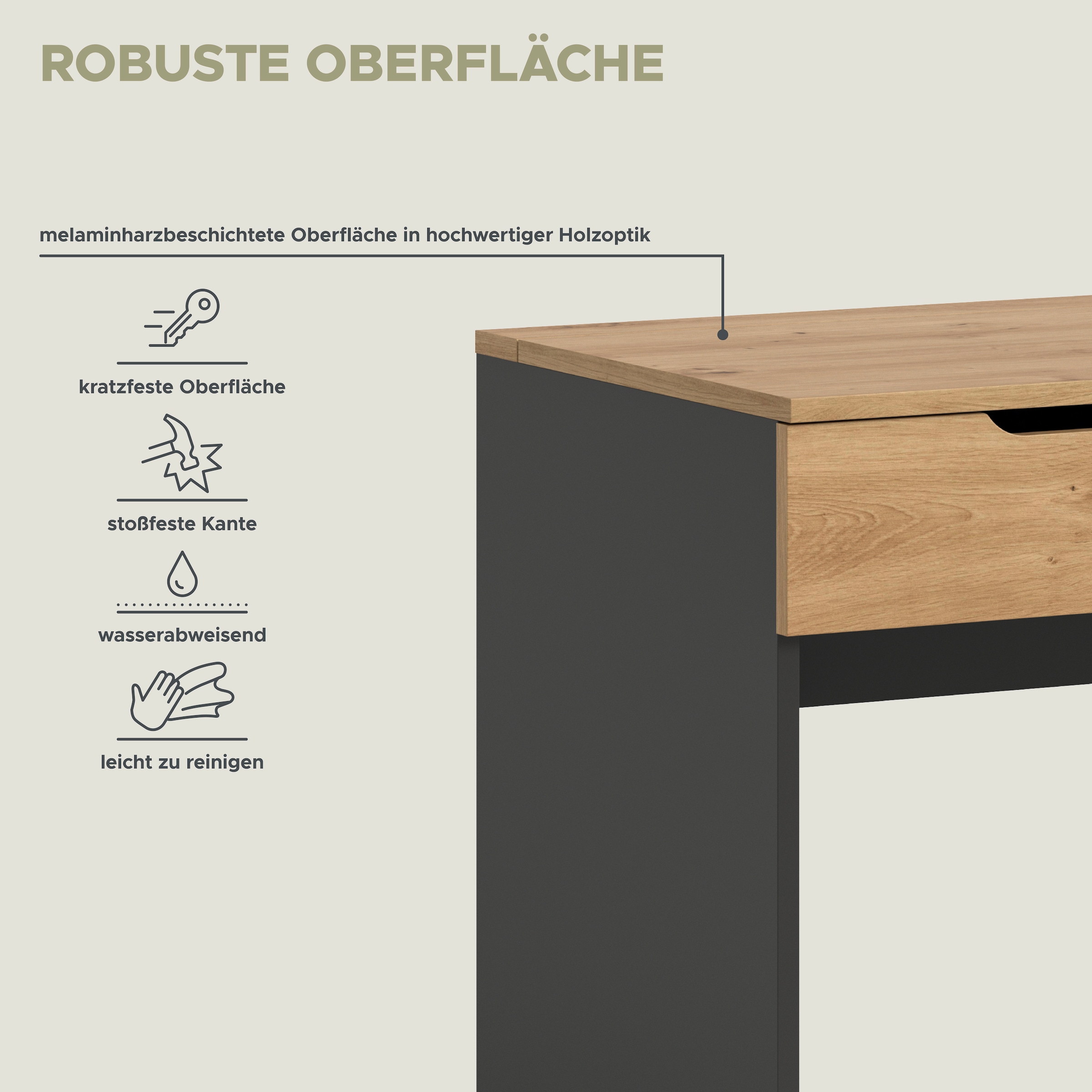 Home affaire Schminktisch »REHAT, TOPSELLER!, Breite 115cm, 1 Schubkasten, Klappe inkl. Spiegel« Konsolentisch, Tisch, Klapptisch, Anrichte, Sekretär, Kommode