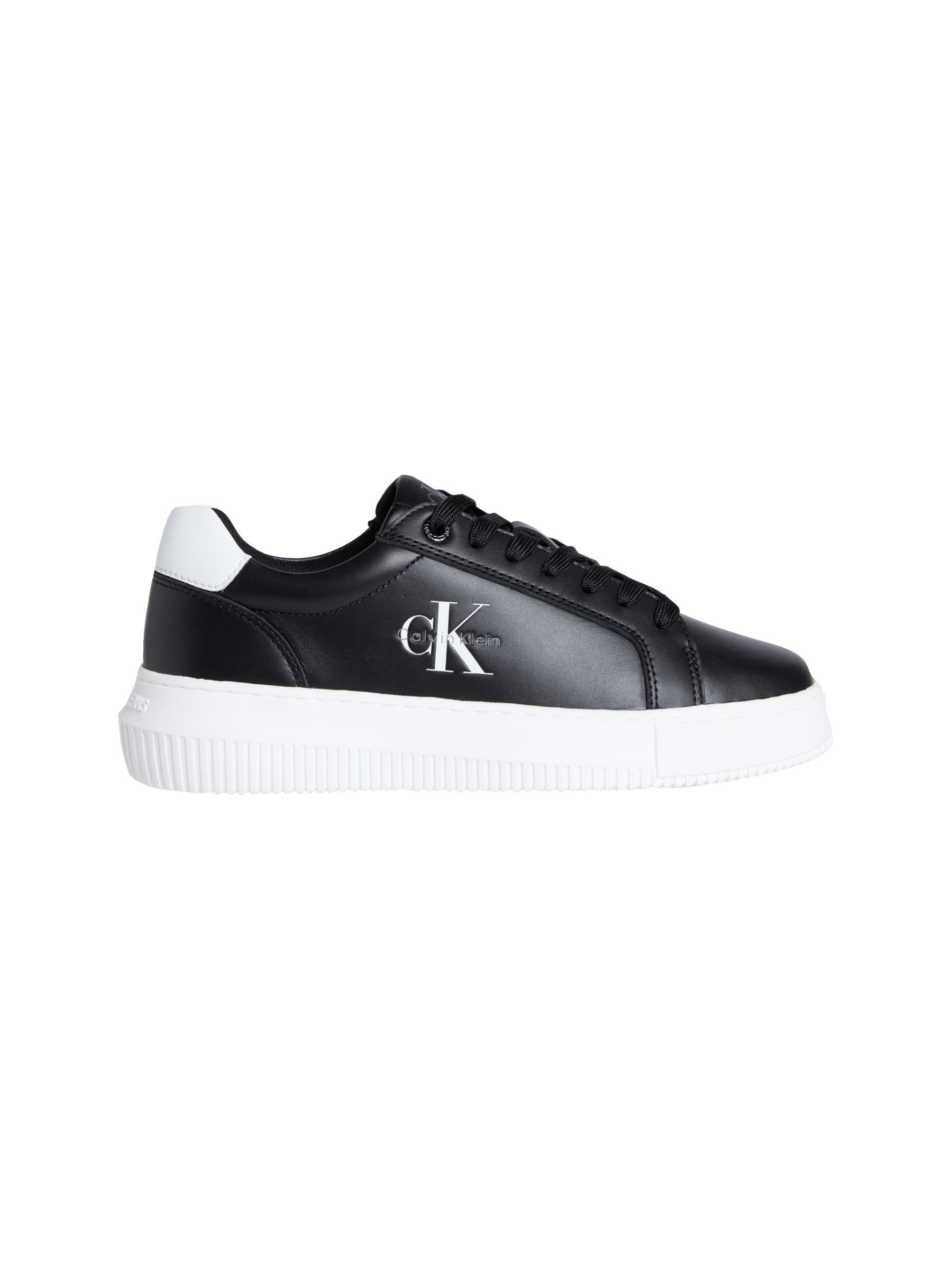 Calvin Klein Jeans Plateausneaker »CHUNKY CUPSOLE MONO LTH WN«, Schnürschuh, Halbschuh, Freizeitsneaker mit seitlichem CK-Logo