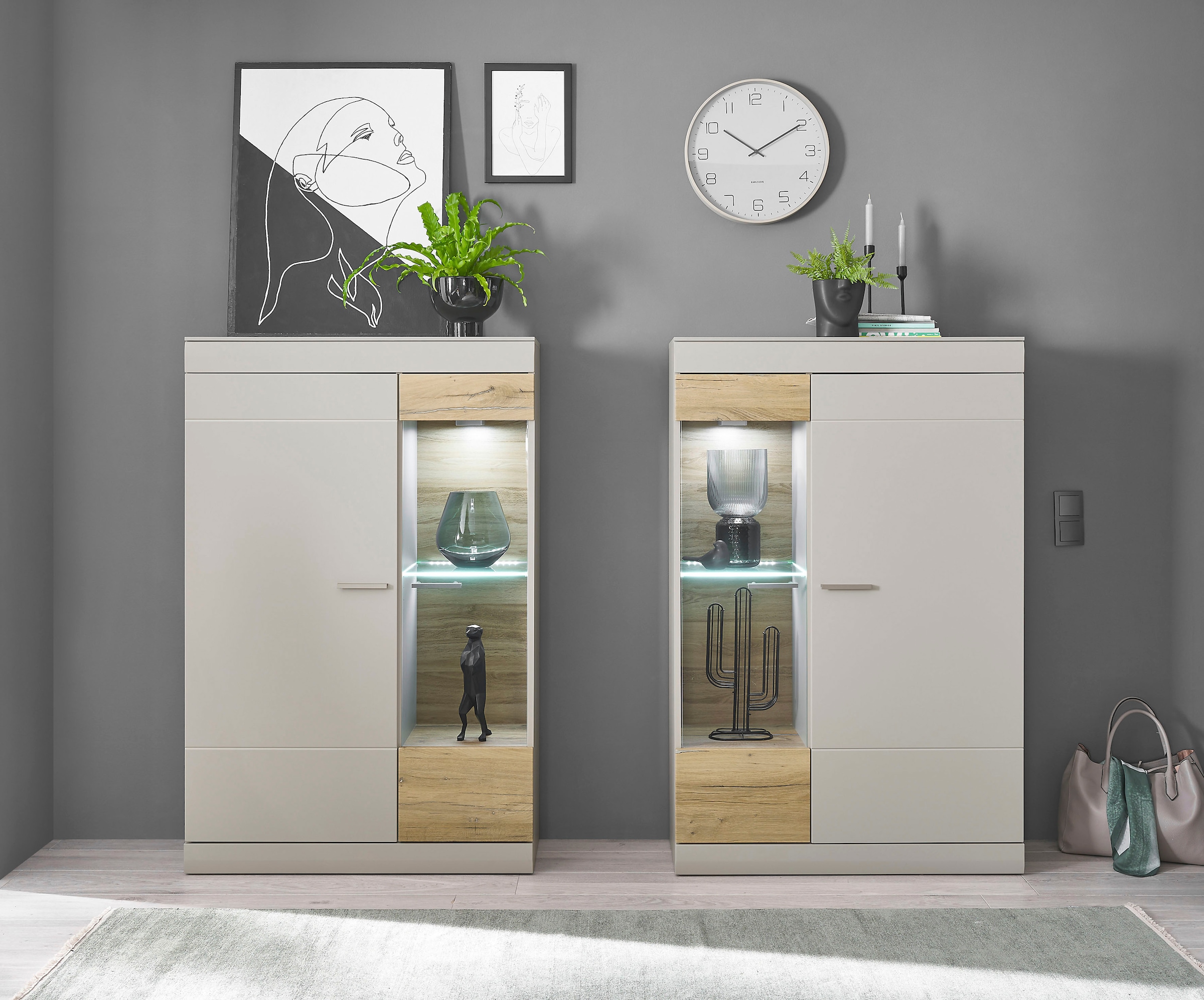 INOSIGN Wohnwand "SCARA" 2 Stk. tlg. trendige Farbe mit Applikation Zinneic günstig online kaufen
