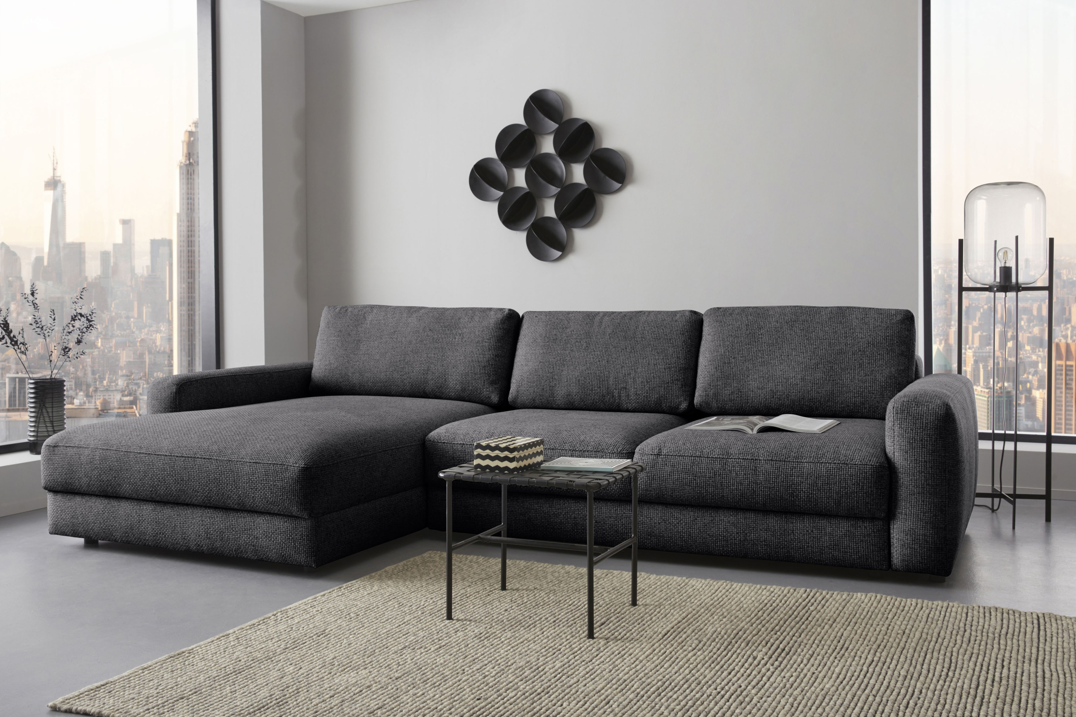 Home affaire Ecksofa "Bloomfield, bequem und elegant, Breite 303cm, L-Form" wahlweise mit Bettfunktion und Bettkasten, Unser Dauertiefpreis