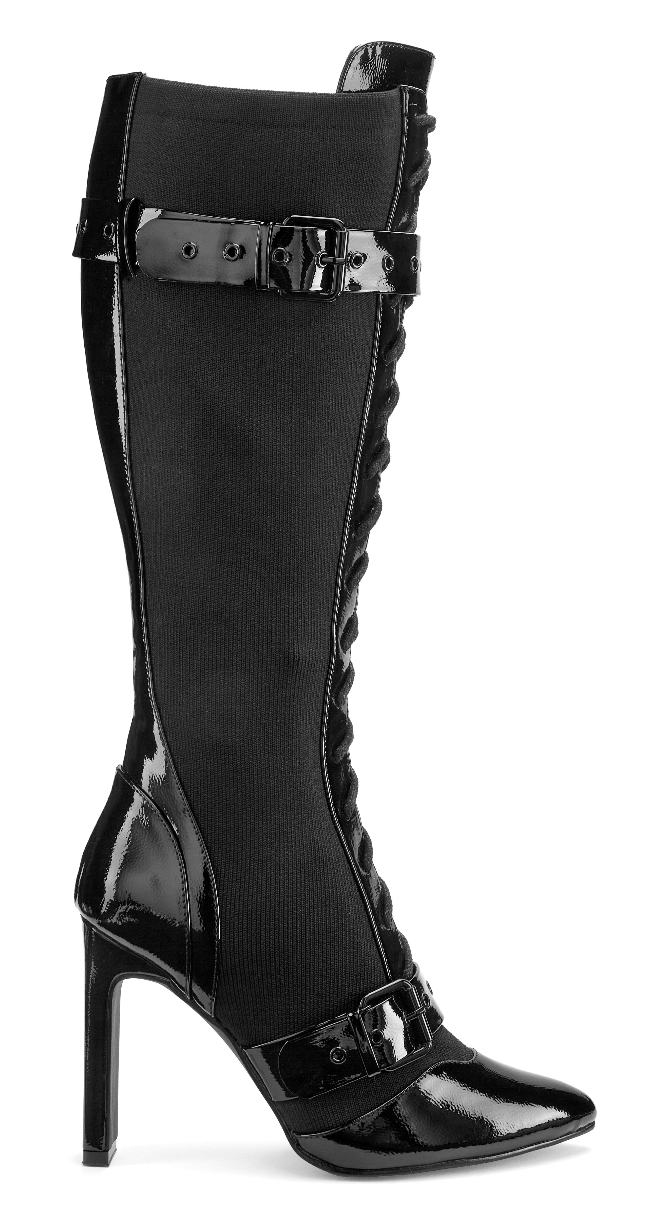 Thumbnail - LASCANA Belle Affaire High-Heel-Stiefel "Schnürstiefel mit elastischem Schaft" Erotische Lack-Optik, High-Heel-Stiefelet...