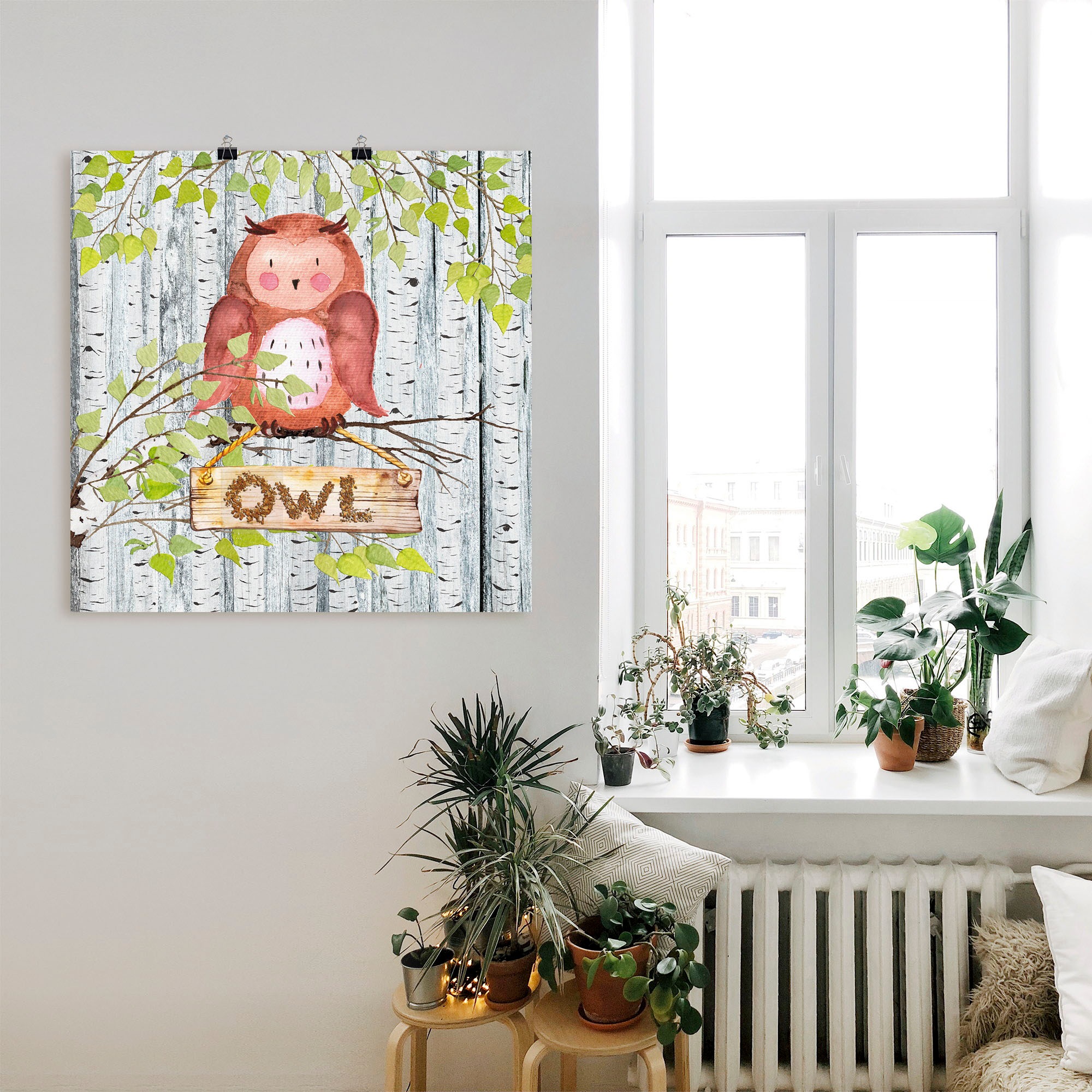 Artland Wandbild »Waldfreunde- die kluge Eule«, Tiere, (1 St.), als Alubild, Leinwandbild, Wandaufkleber oder Poster in versch. Größen