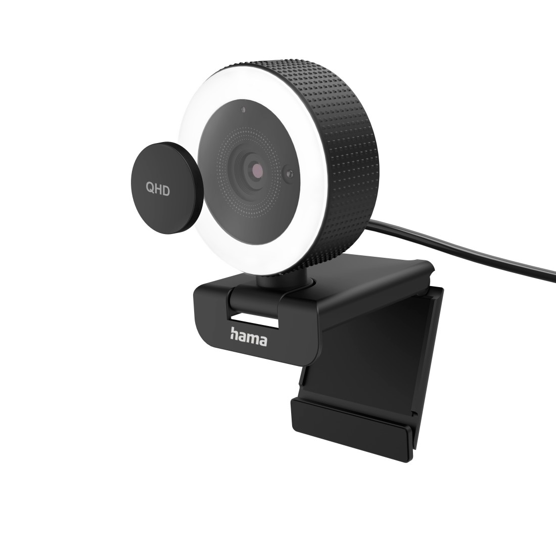 Hama Full HD-Webcam »PC Kamera, Webcam mit Ringlicht und Fernbedienung, Streaming, Gaming«, QHD, Beleuchtung, Neigbar, Drehbar, Mikrofon, LED Status, Farbe Schwarz