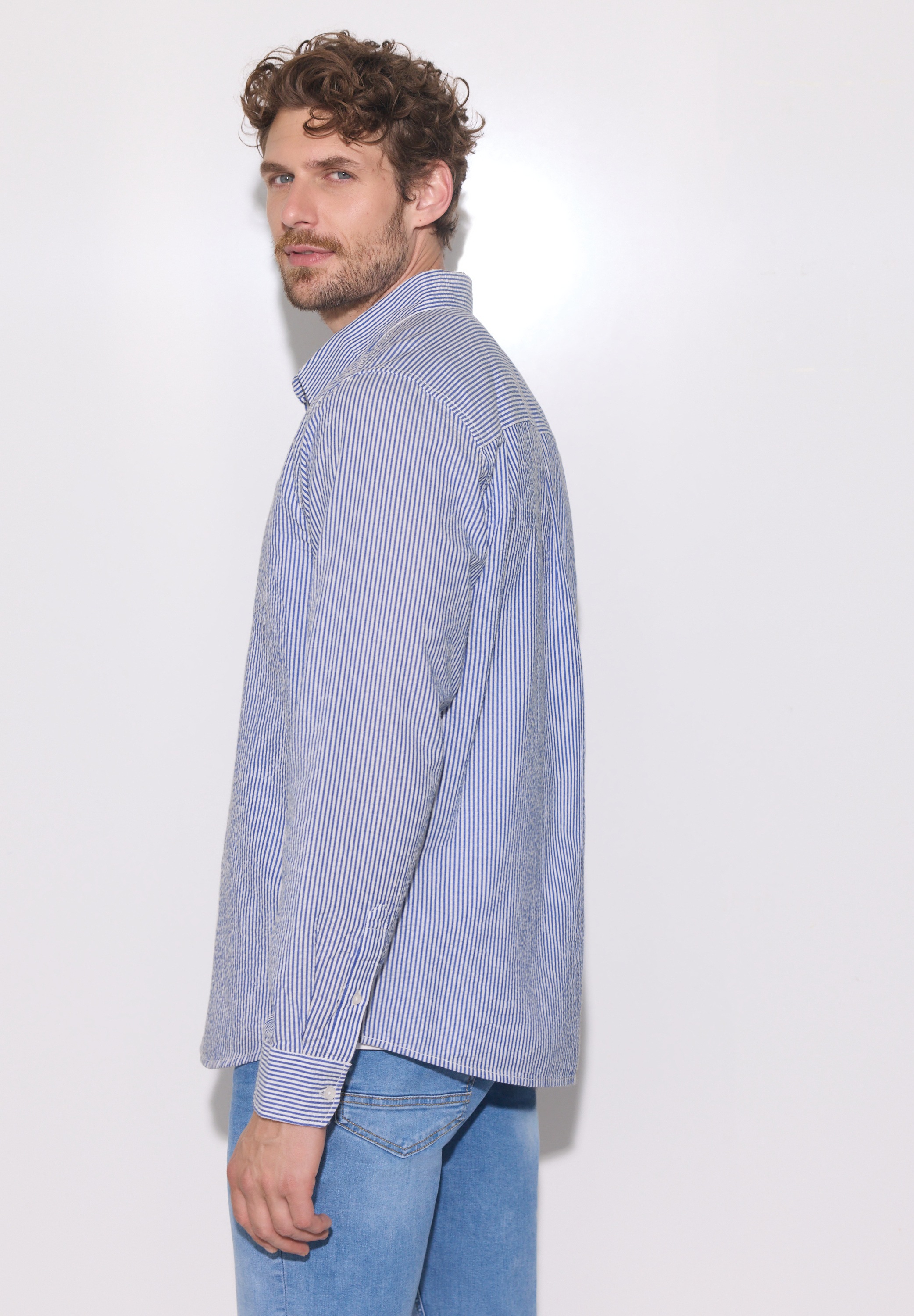STREET ONE MEN Langarmhemd aus reiner Baumwolle