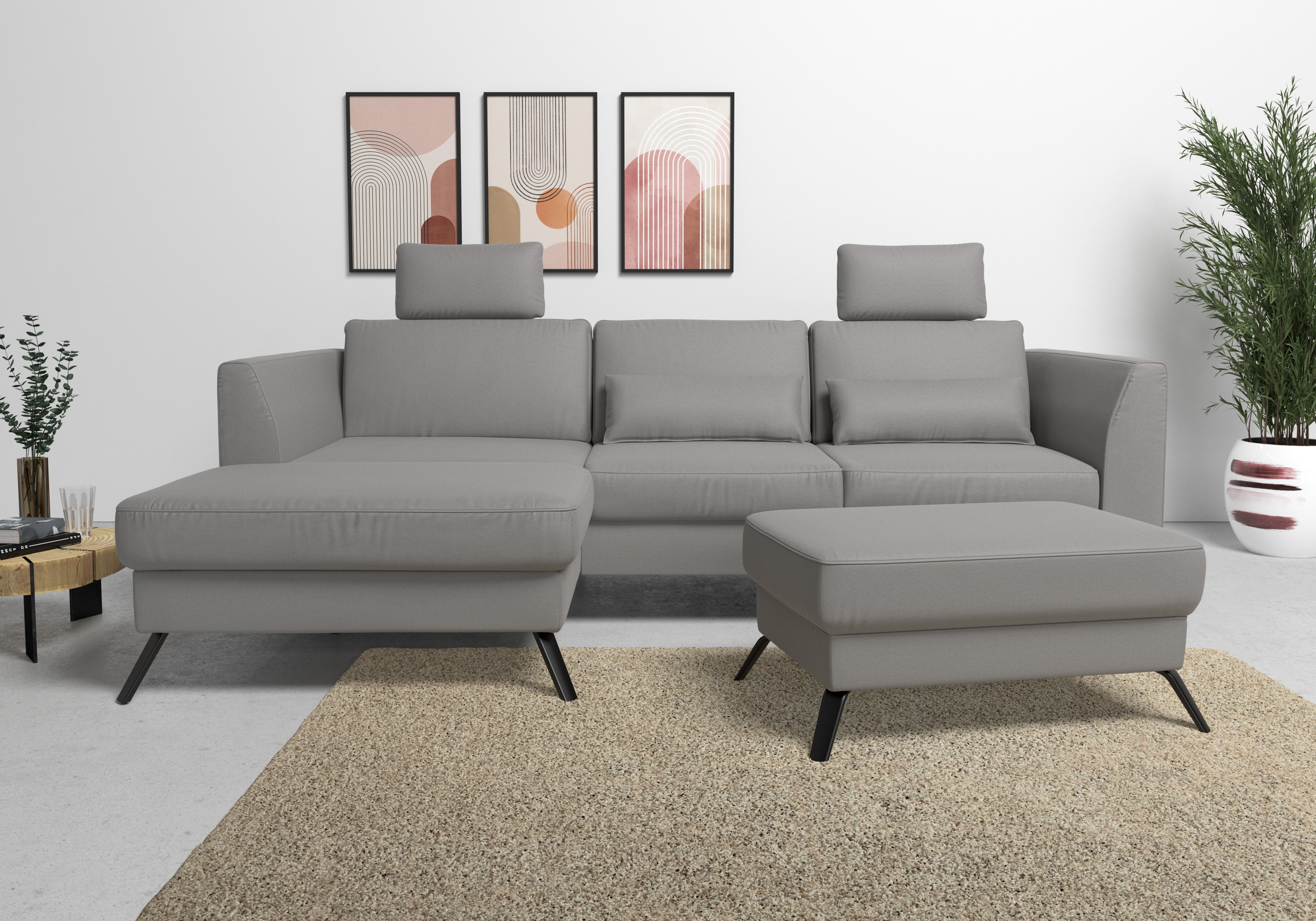 sit&more Ecksofa "Olsen L-Form" inklusive Sitztiefenverstellung, optional Schlaffunktion, 15cm hoch