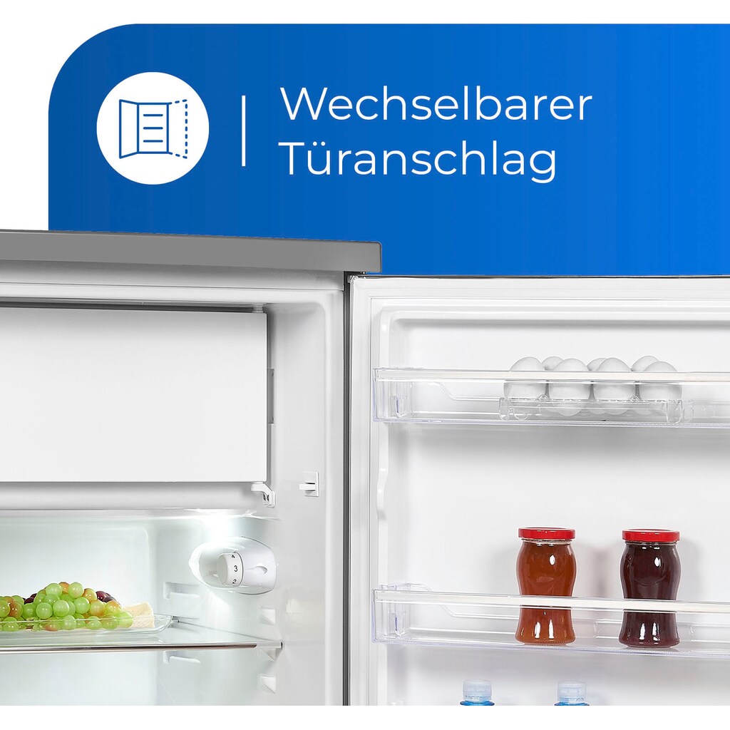 exquisit Kühlschrank, KS18-4-H-170E inoxlook, 85,0 cm hoch, 60,0 cm breit, 136 L Volumen, 4 Sterne Gefrieren