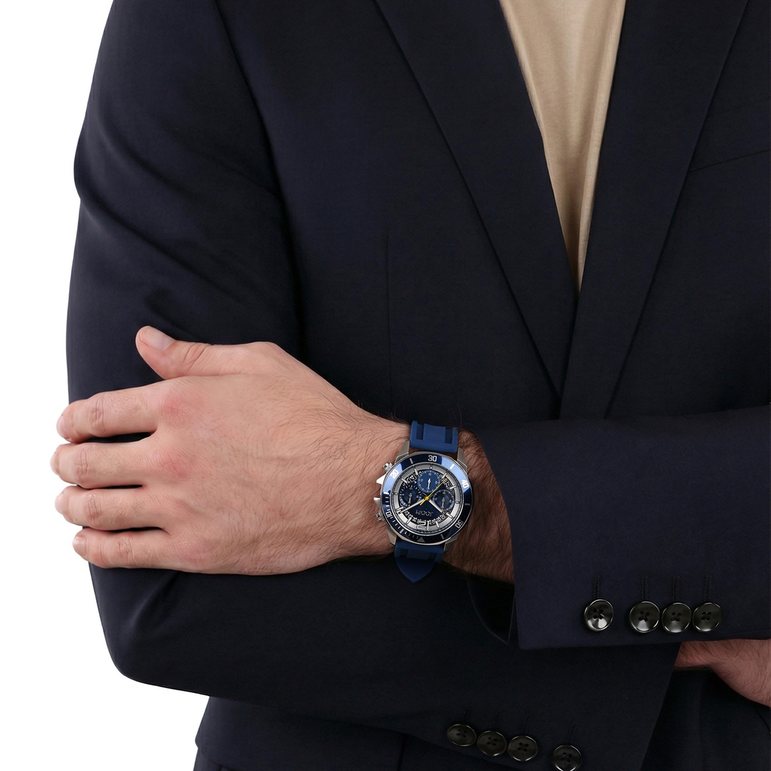 JOOP! Chronograph Quarzuhr, Armbanduhr, Herrenuhr, Silikonarmband, analog, Jahr, Monat