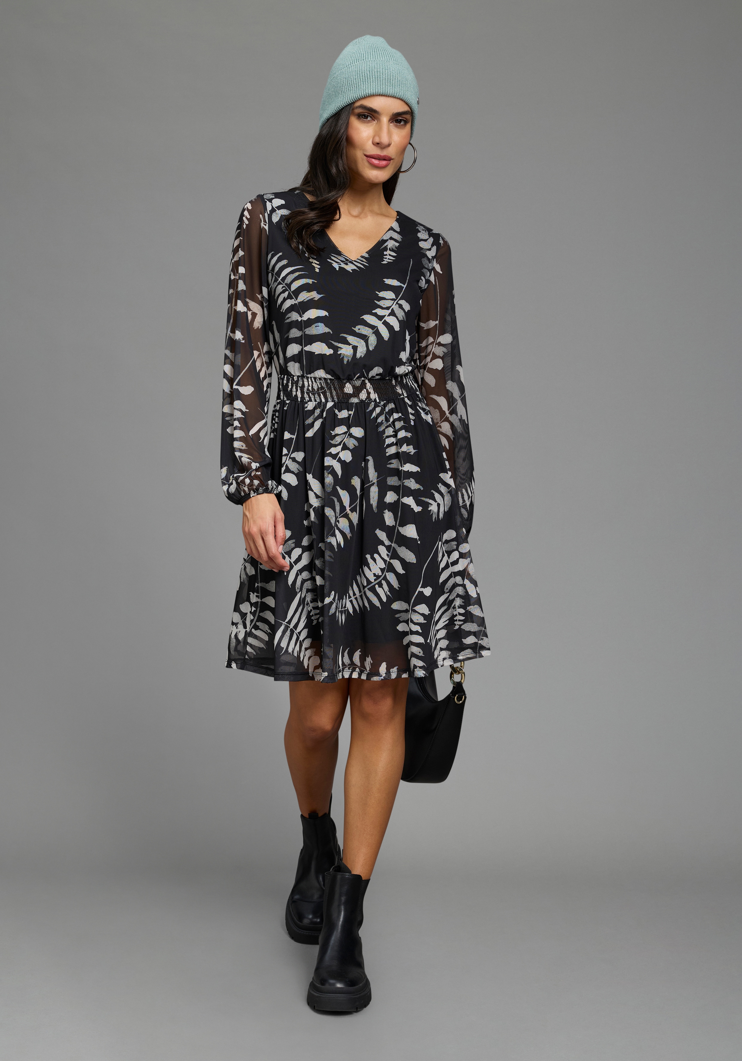 Laura Scott Meshkleid Meshkleid, elastisches Material, taillierte Passform, elastischer Bund