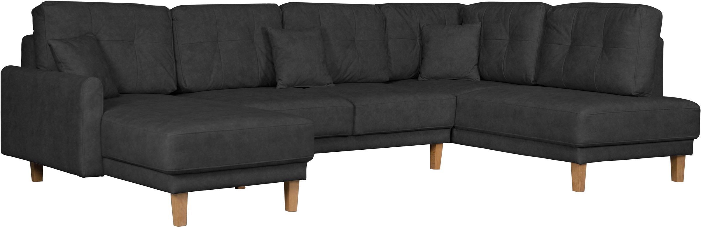 Home affaire Wohnlandschaft »TRIPLO U-Form wahlweise mit Schlaffunktion, B/T/H: 310/192/90 cm«, Schlafsofa, auch mit Bettkasten, Steppung im Rückenkissen