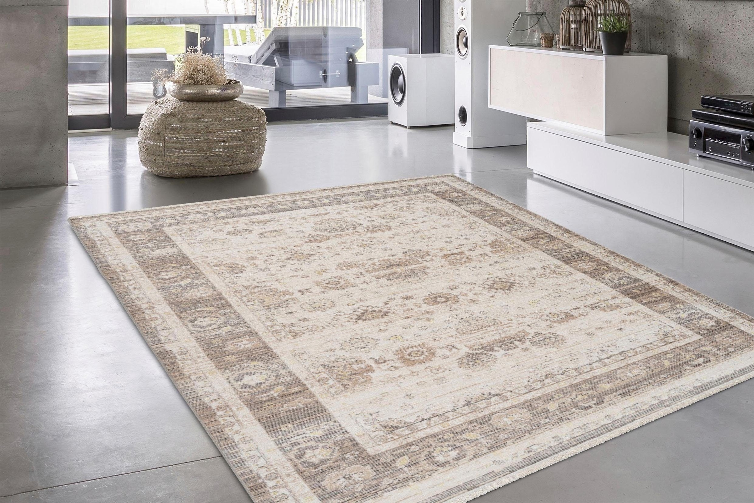 my home Teppich »Merle«, rechteckig, 5 mm Höhe, Mit Fransen, Wohnzimmer