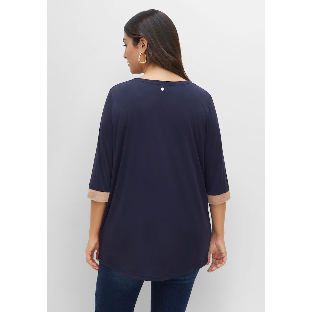 Sheego Longshirt »Große Größen«, mit Glanzgarn am Ärmelsaum