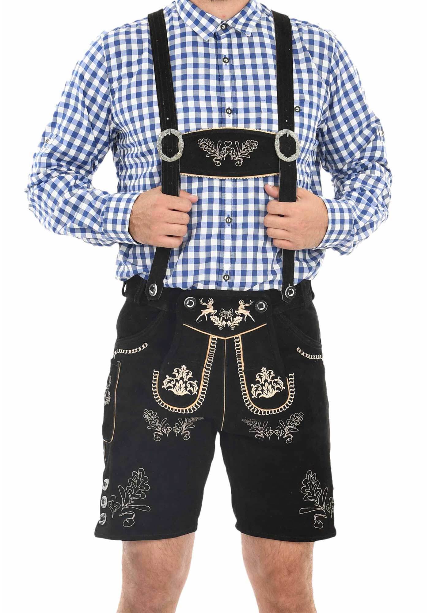 Alessandro Salvarini Trachtenlederhose »ASFerdl«, Lederhose in Trachtenstil in kurzer Schnittform aus Echtleder