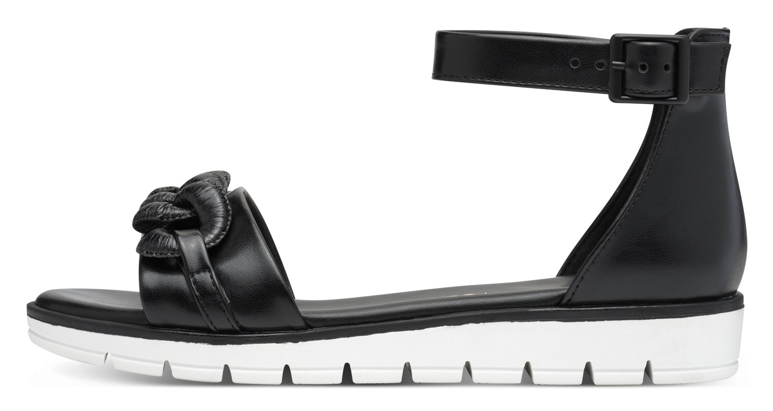MARCO TOZZI Riemchensandale, Keilabsatz, Sommerschuh, Sandalette, mit Zierkette Ton in Ton