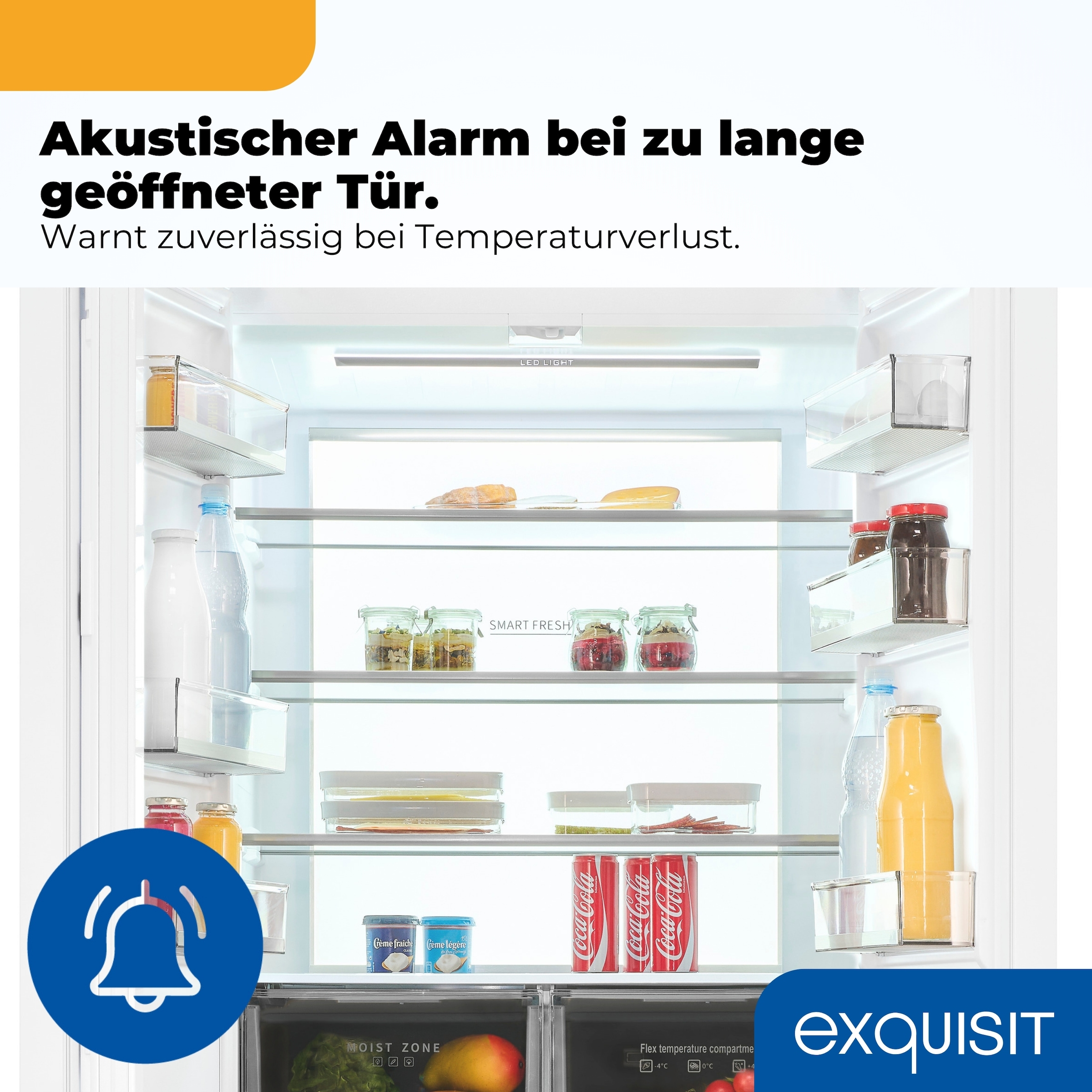 exquisit Multi Door »EMD470-170-200E inoxlook-weiss« 193 cm hoch 84 cm breit Nie mehr abtauen – No-Frost & Umluft für perfekte Kühlung