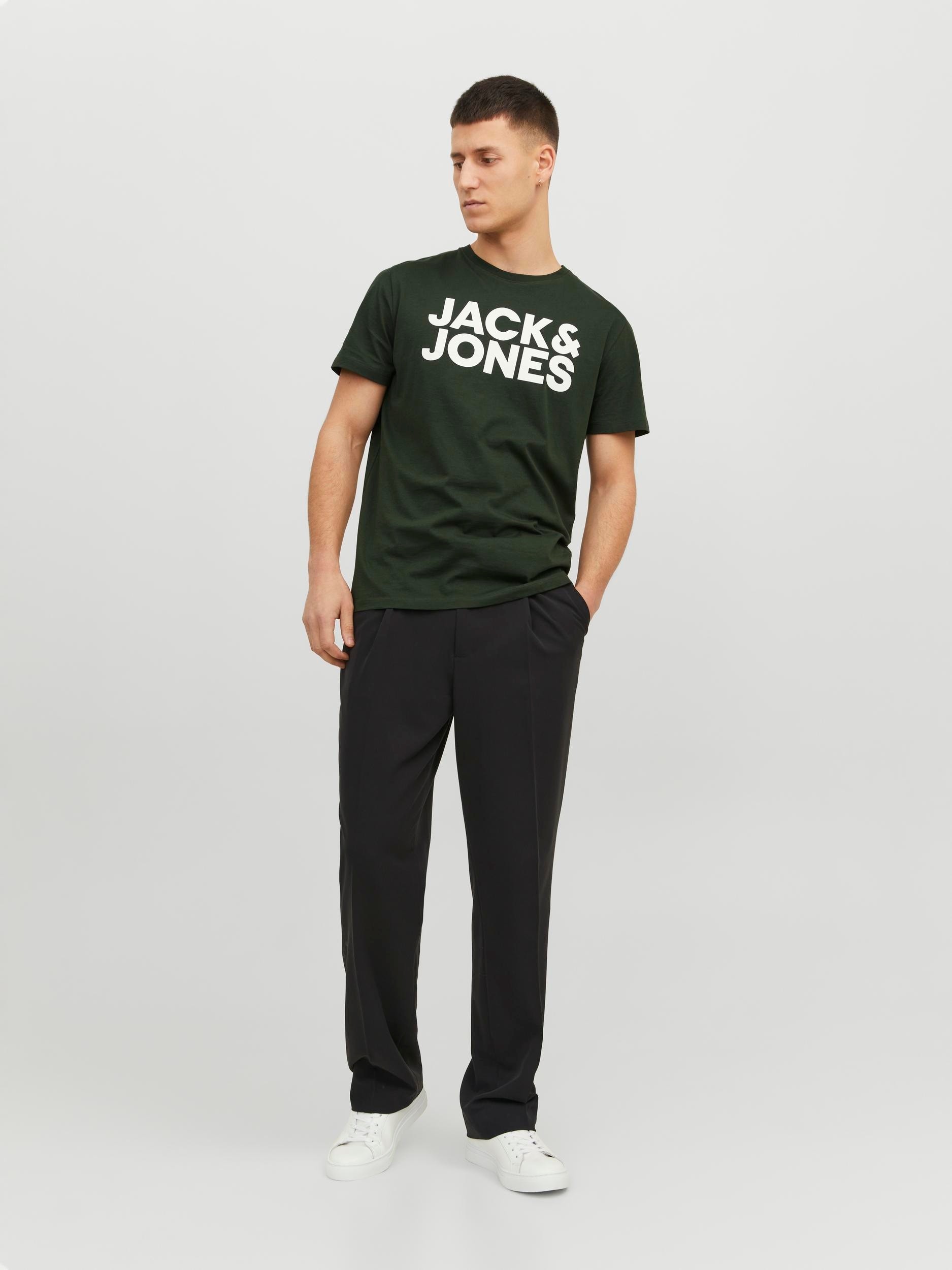 Jack & Jones Rundhalsshirt »JJECORP mit Logo-Print und klassischem Rundhals«, mit Rundhalsausschnitt