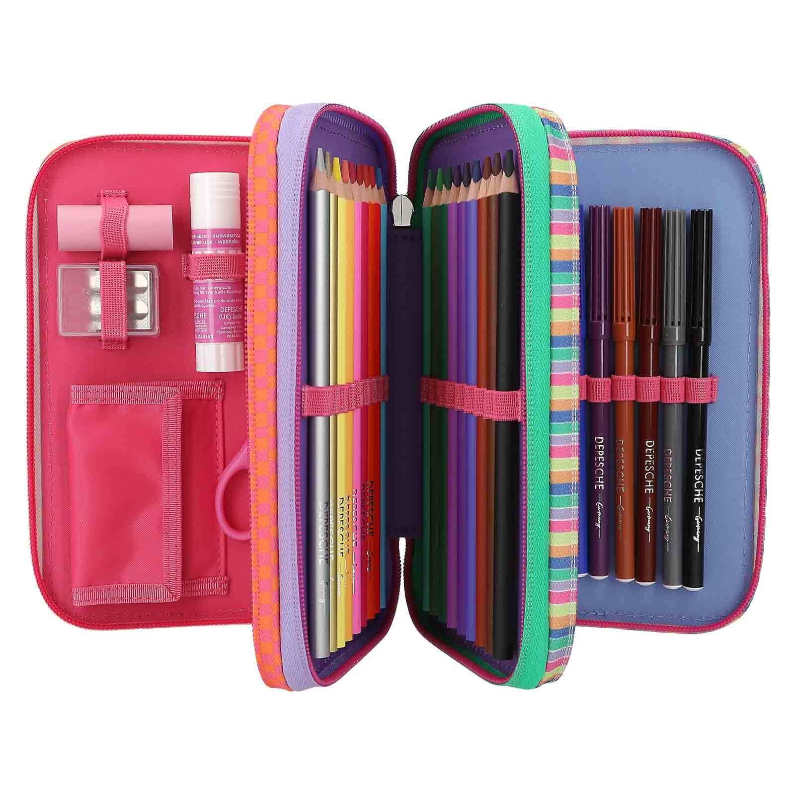 Depesche Buntstift »3-Fach Federtasche mit Stifte TOPModel 20,5 x 14,3 cm pink«