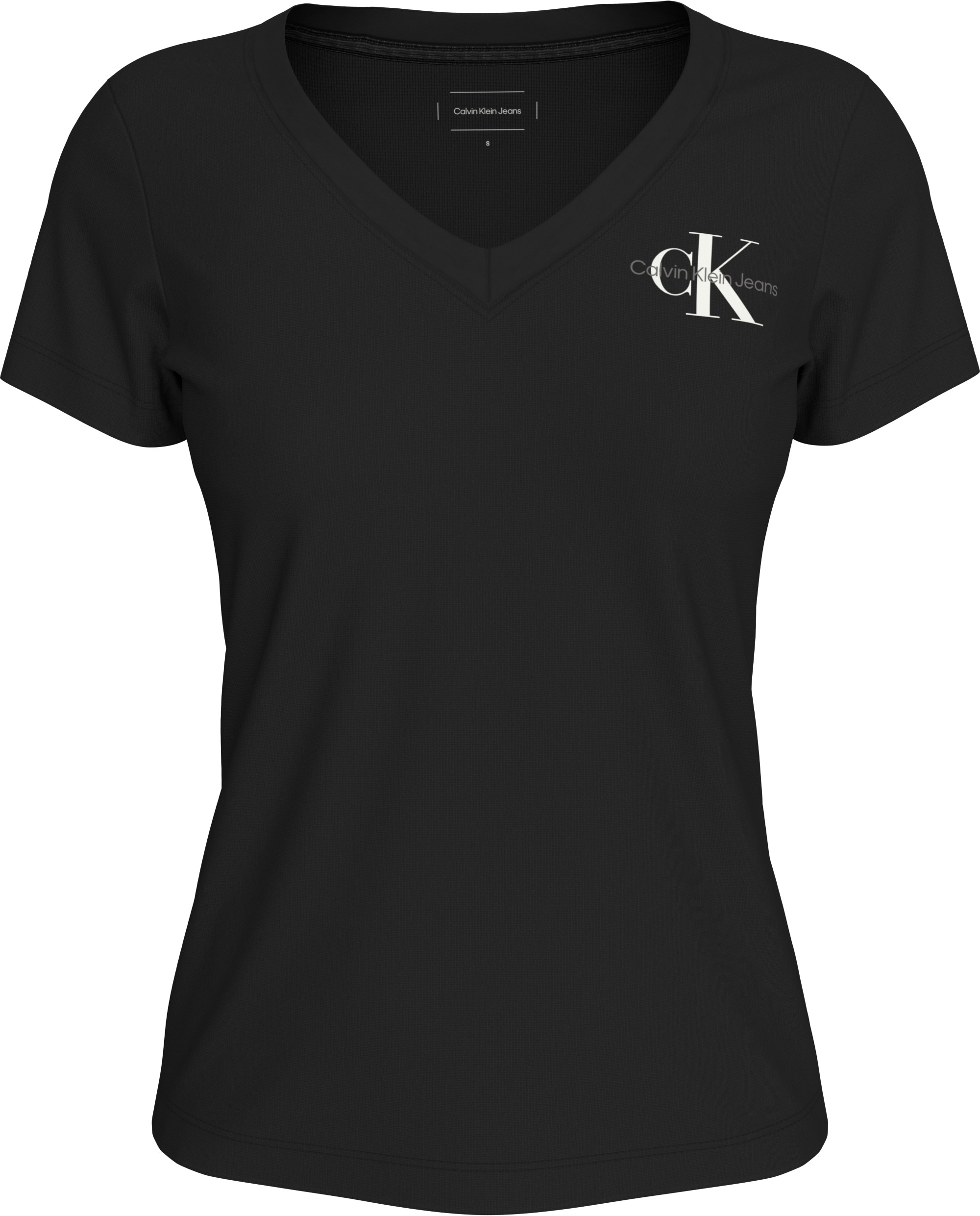 Calvin Klein Jeans T-Shirt »2-PACK MONOLOGO V-NECK TEE«, (Packung, 2er-Pack), mit Logomarkenlabel