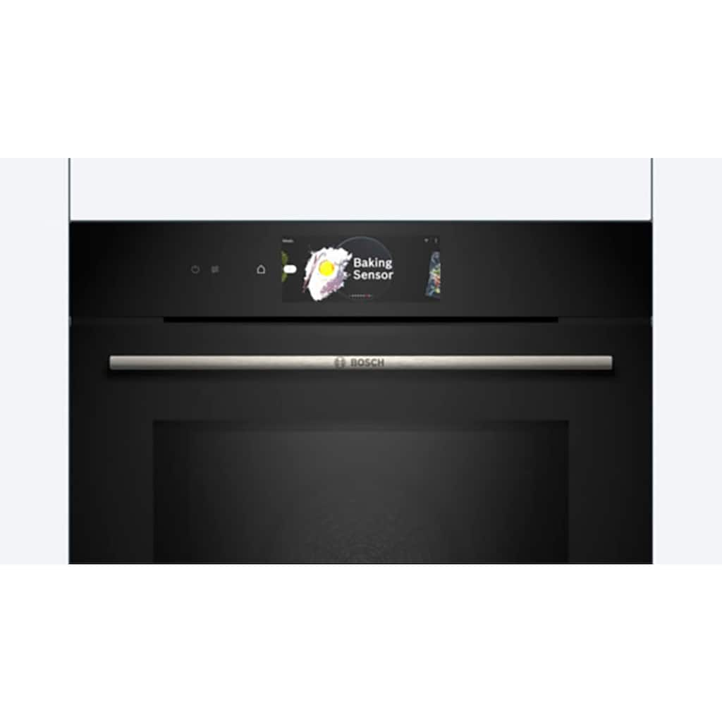 BOSCH Backofen mit Mikrowelle »HMG778NB1«, Serie 8, HMG778NB1, mit 1-fach-Teleskopauszug, Pyrolyse-Selbstreinigung