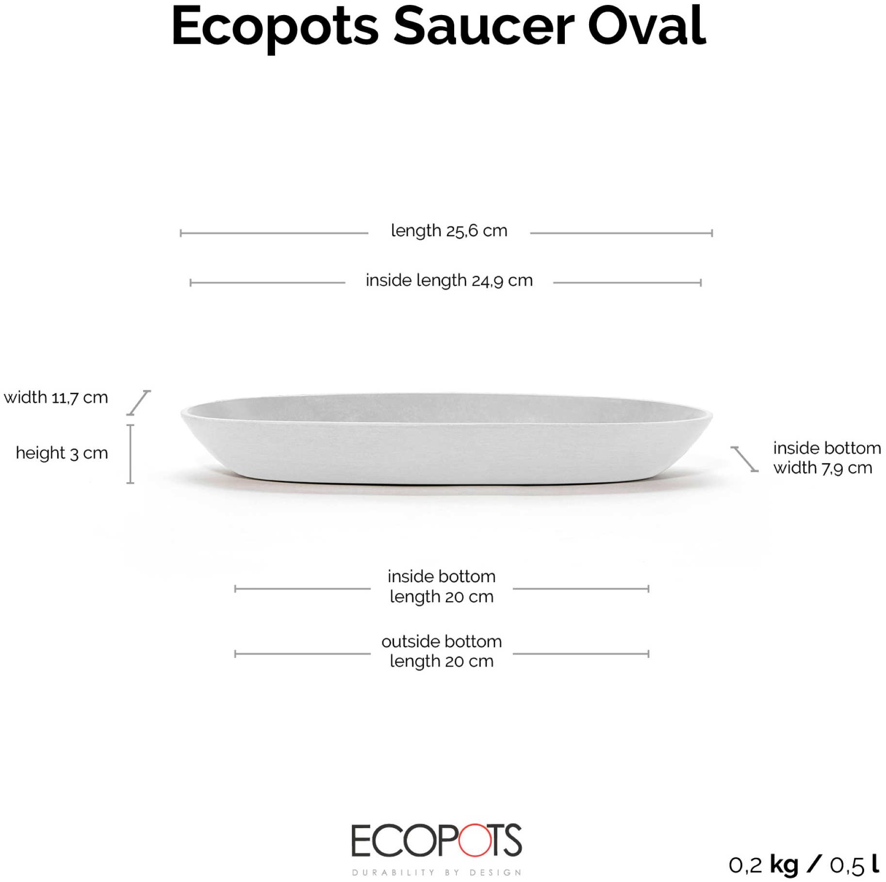 ECOPOTS Topfuntersetzer »Oval Weiß«, für innen und außen: frostsicher, bruchsicher und lichtbeständig