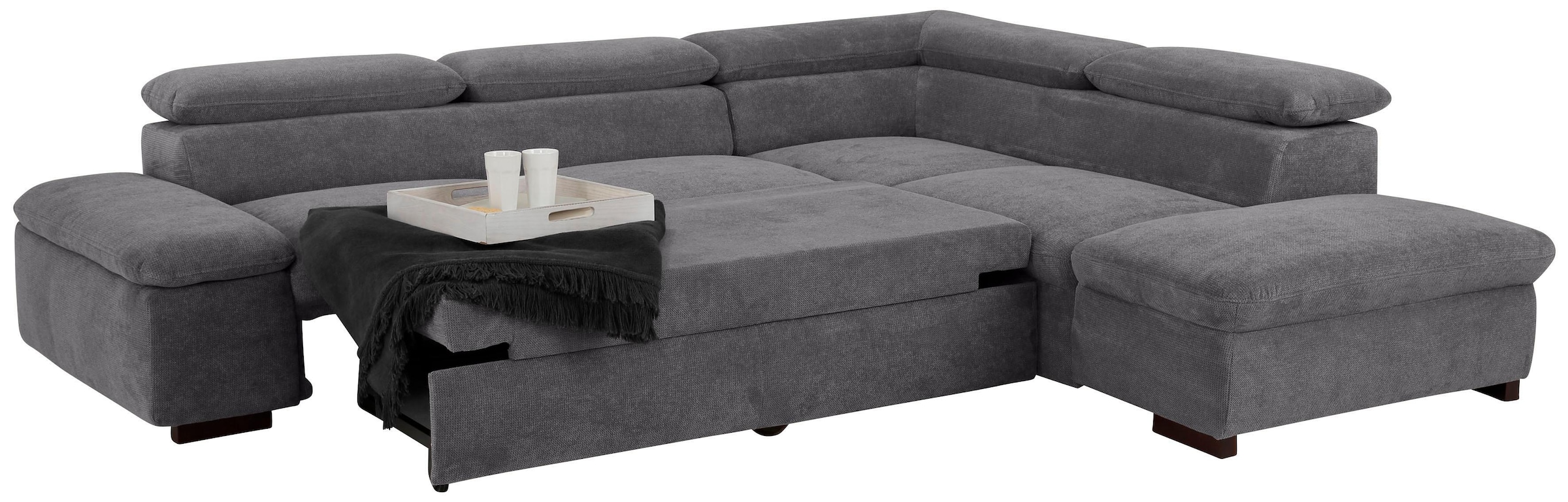 Home affaire Ecksofa »Alberto L-Form«, mit Kopfteilverstellung, wahlweise mit Bettfunktion