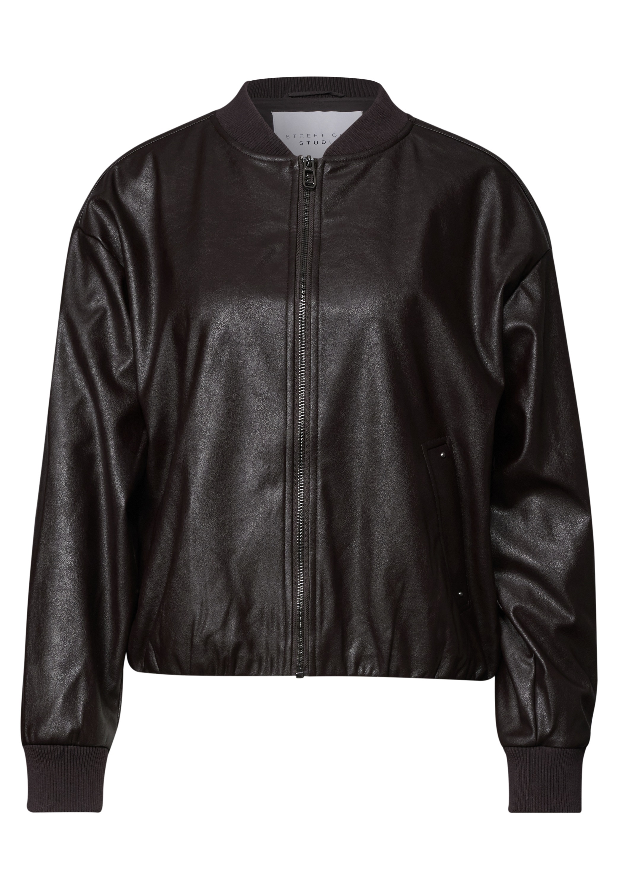 STREET ONE STUDIO Lederimitatjacke ohne Kapuze mit Elastikbund